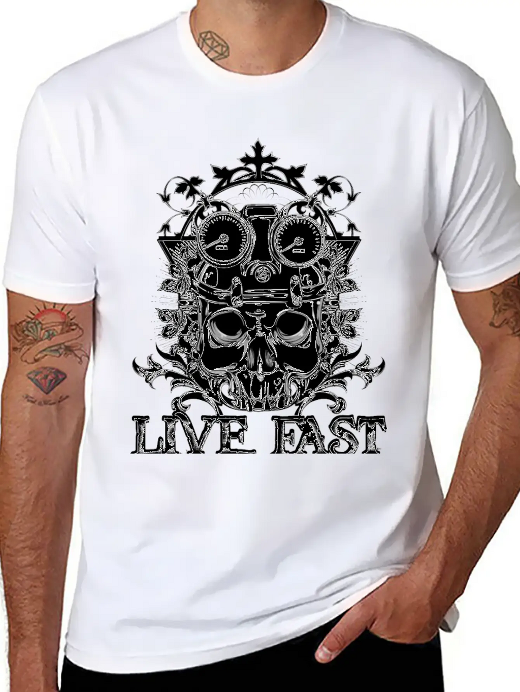 T Shirt Streetwear Tatoo Skull Vector Image Time Essential Cotton Tee For Daily Outfits – Unisex Style