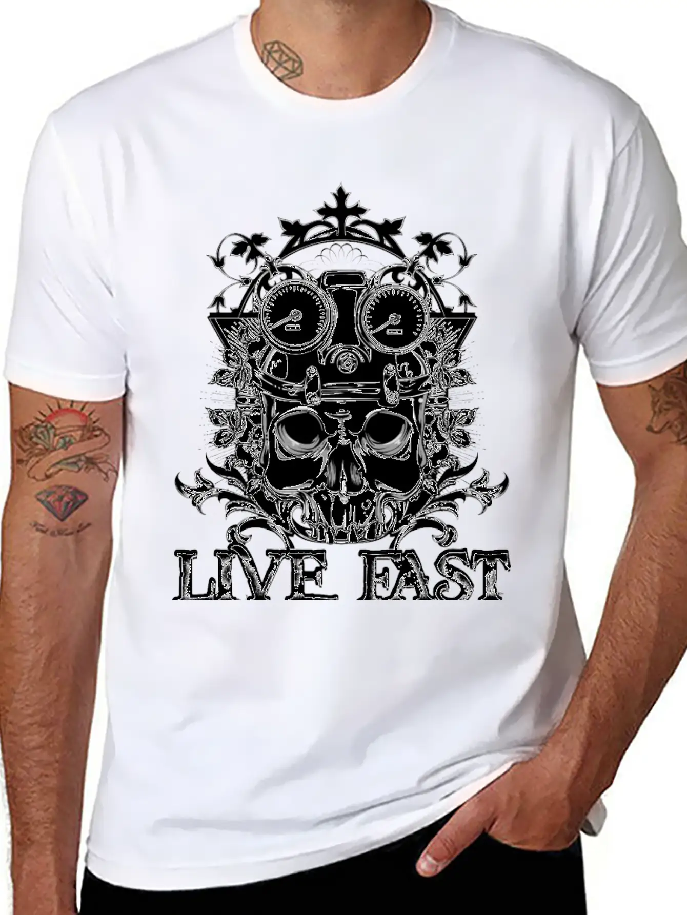 T Shirt Streetwear Tatoo Skull Vector Image Time Essential Cotton Tee For Daily Outfits – Unisex Style
