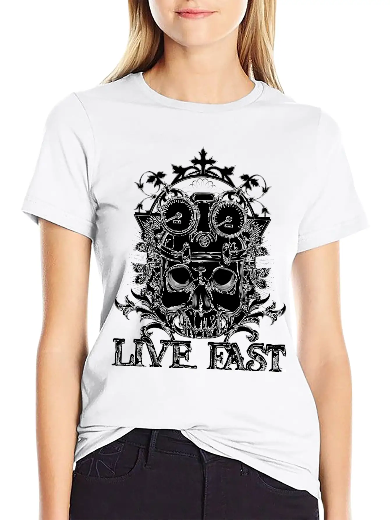 T Shirt Streetwear Tatoo Skull Vector Image Time Essential Cotton Tee For Daily Outfits – Unisex Style