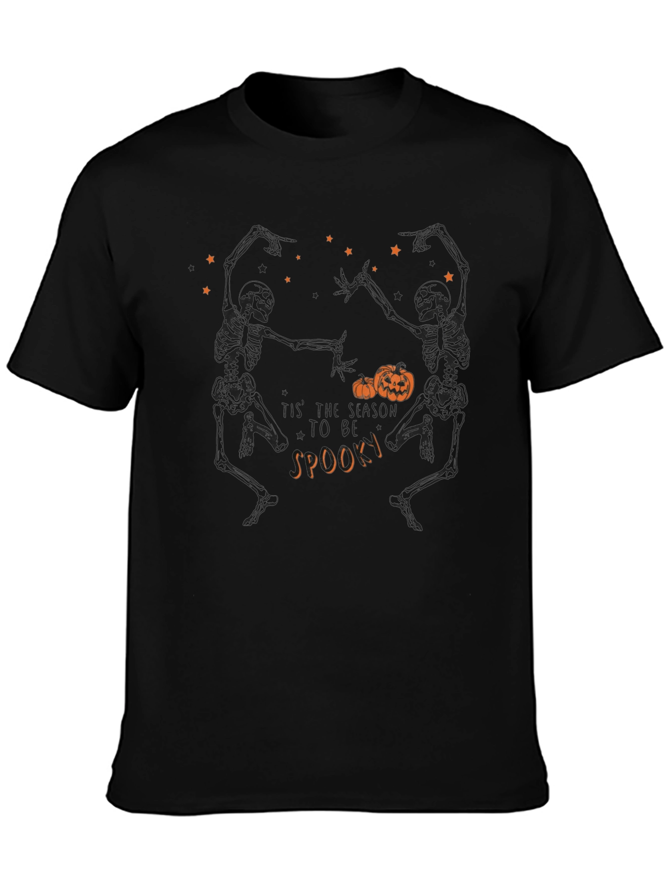 Spooky Season Skeleton Dance Graphic Tee - Black