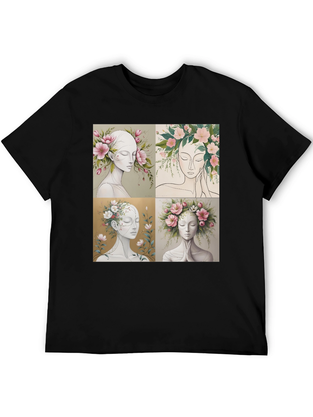 Floral Portrait Art Graphic Tee
