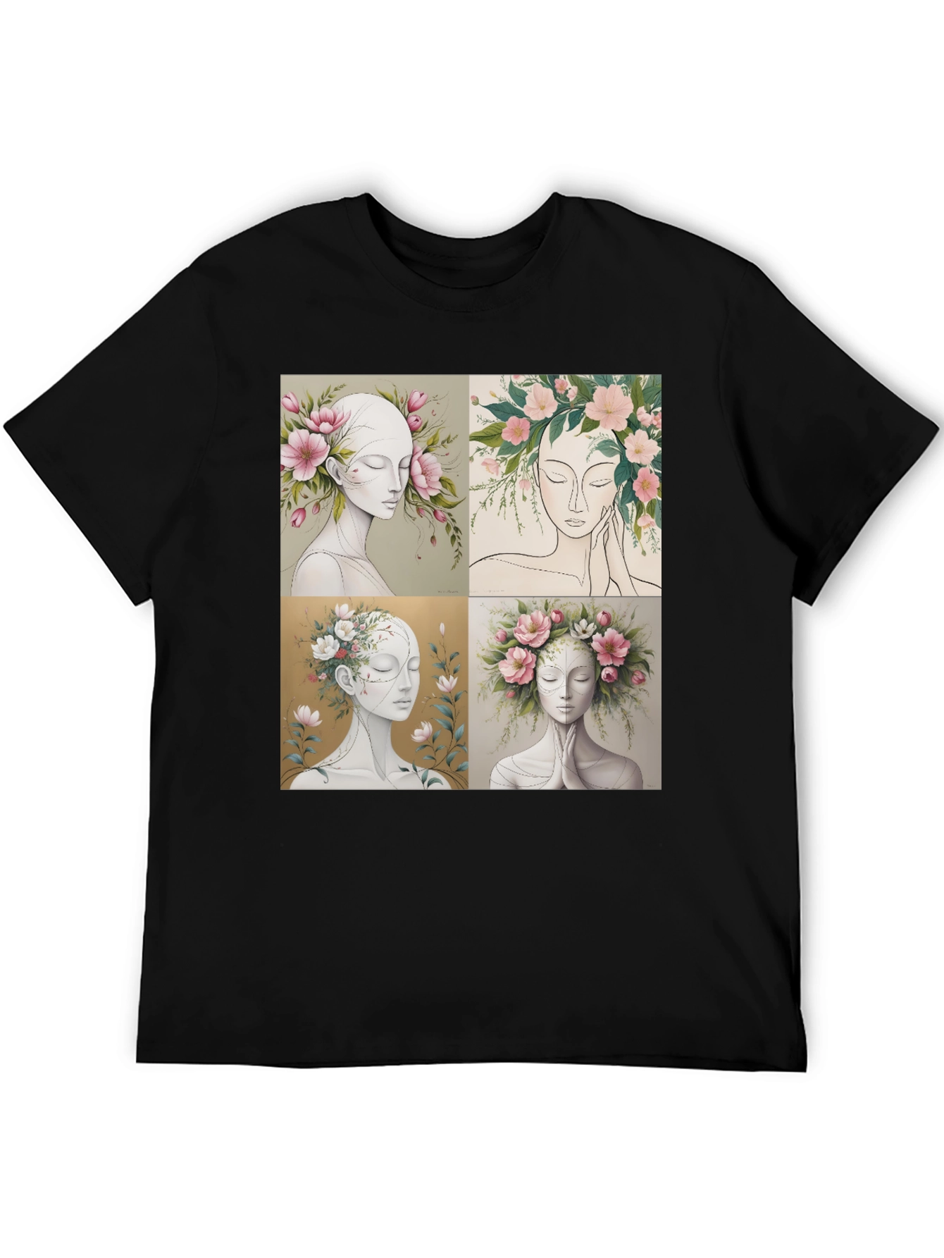 Floral Portrait Art Graphic Tee