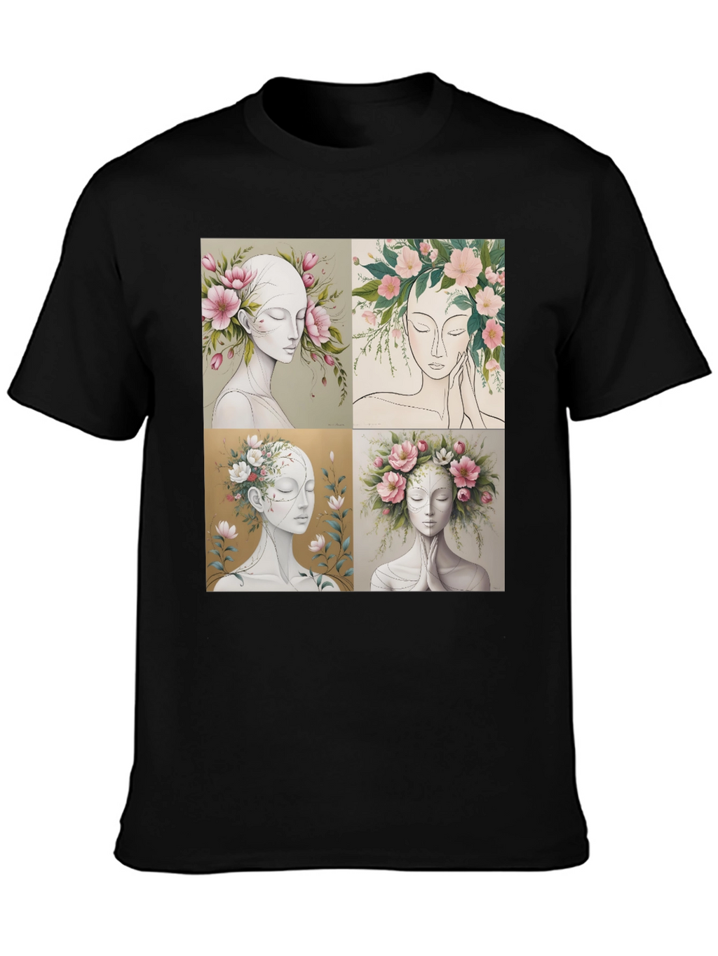 Floral Portrait Art Graphic Tee