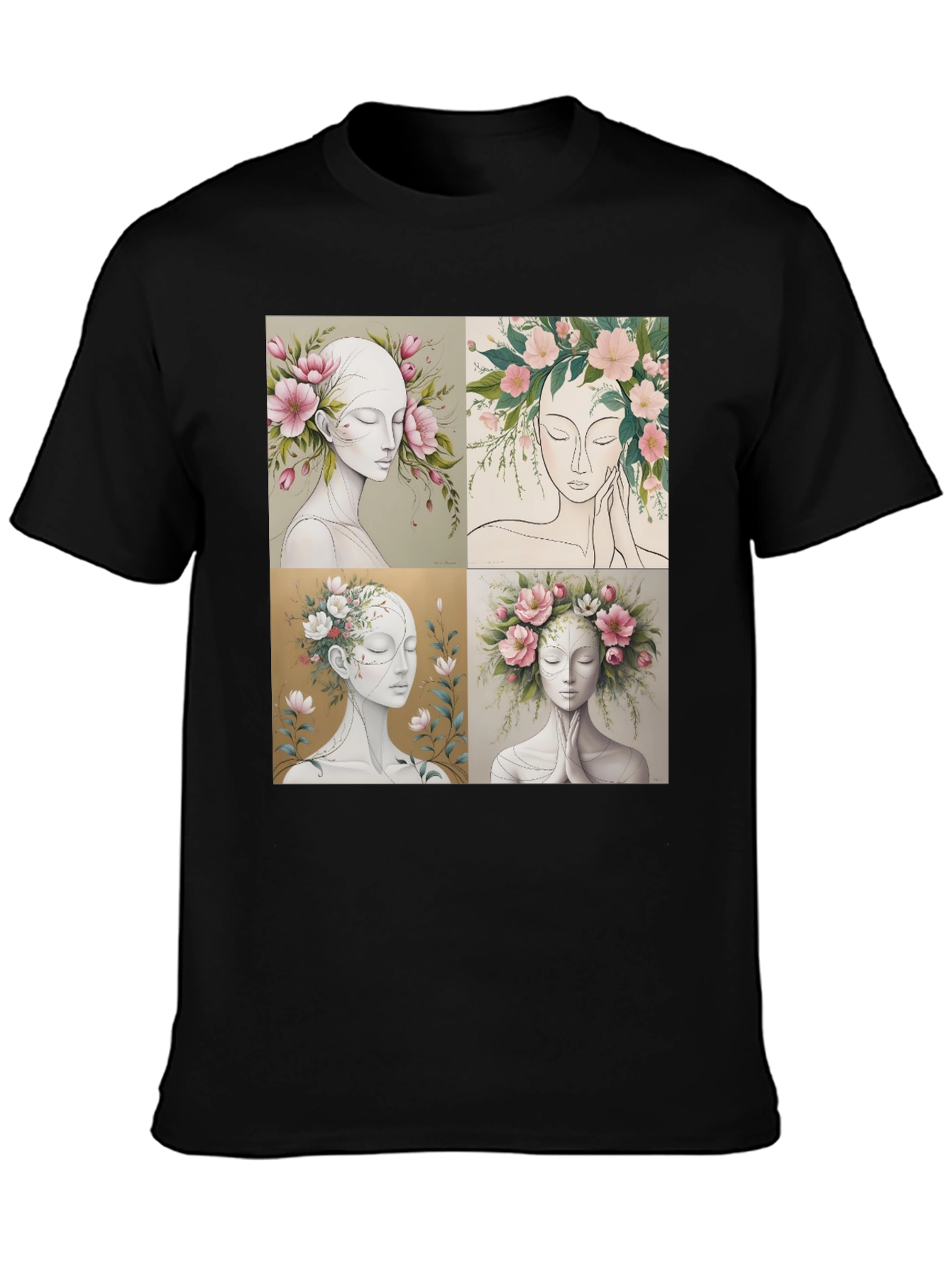Floral Portrait Art Graphic Tee