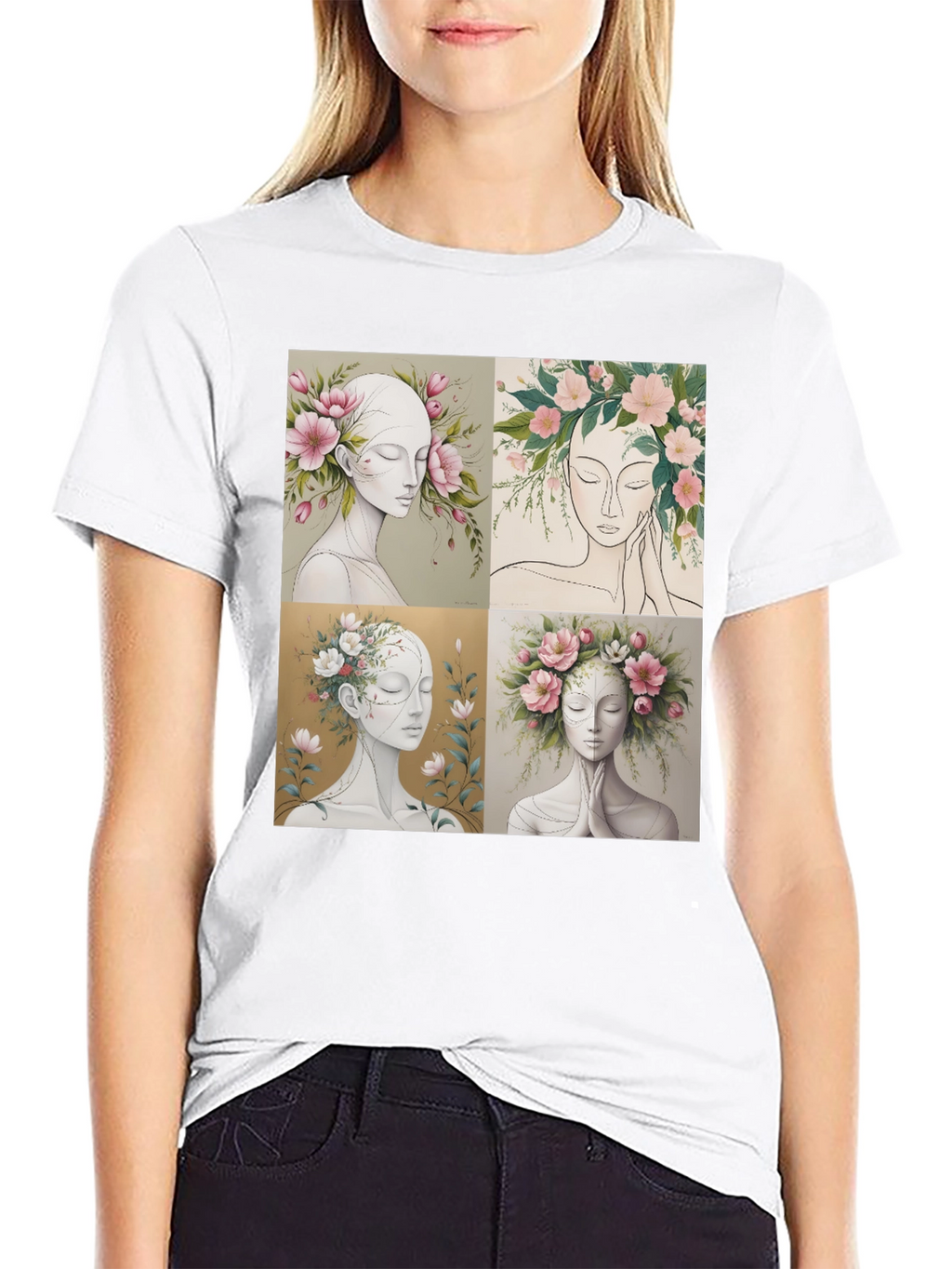 Floral Portrait Art Graphic Tee
