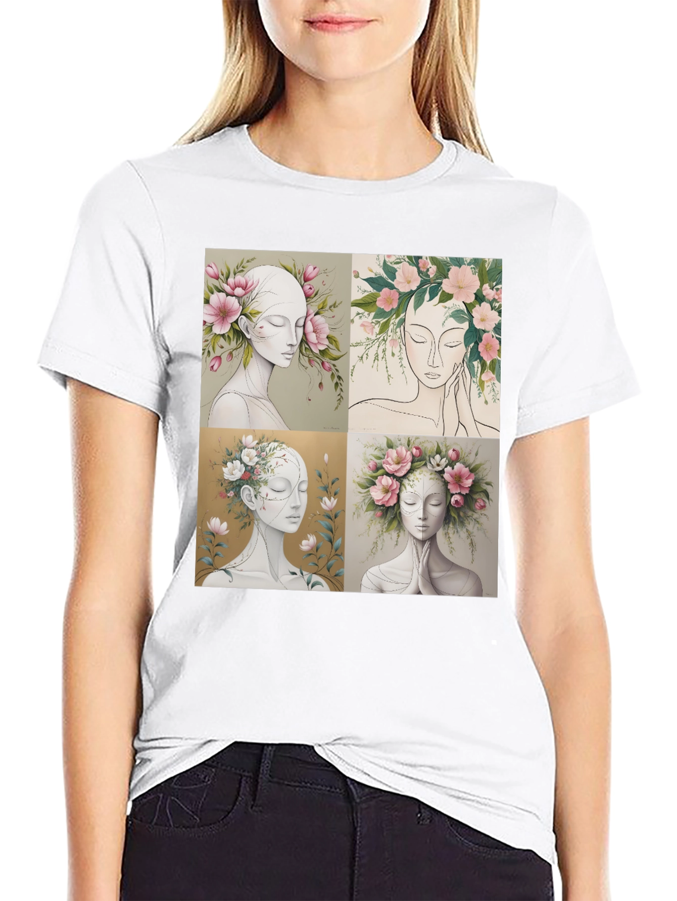 Floral Portrait Art Graphic Tee