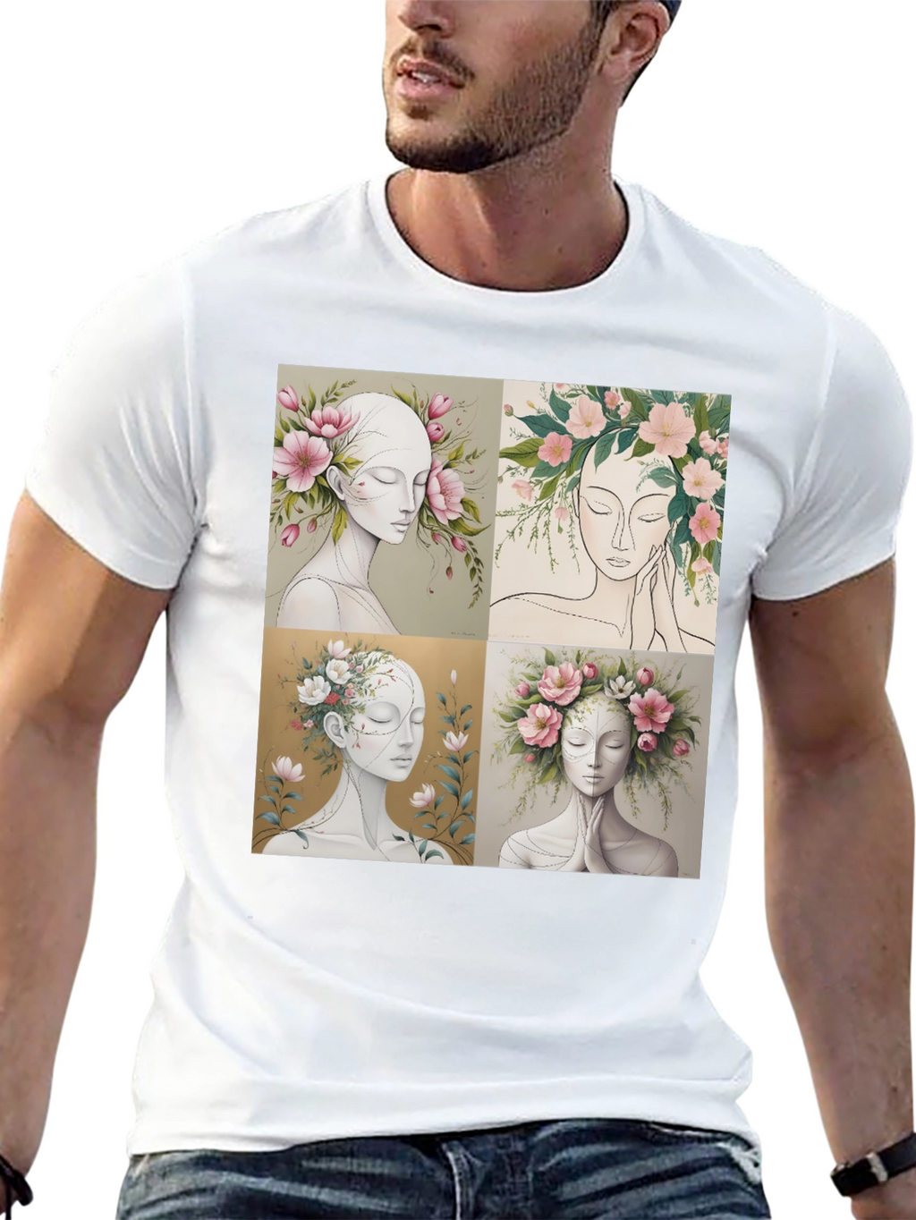 Floral Portrait Art Graphic Tee