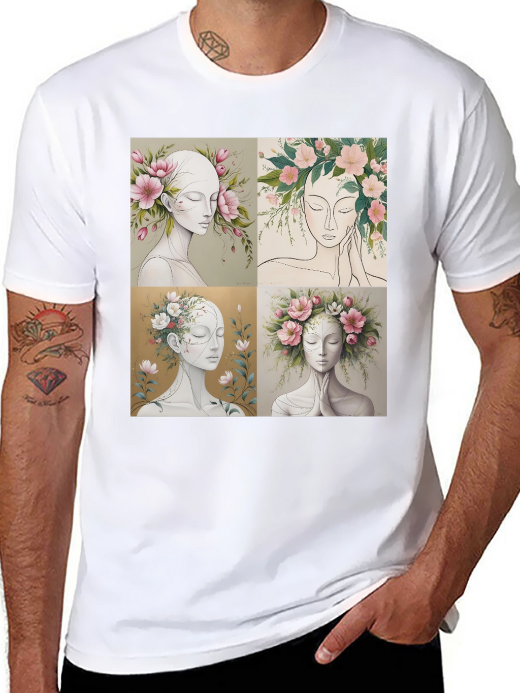 Floral Portrait Art Graphic Tee