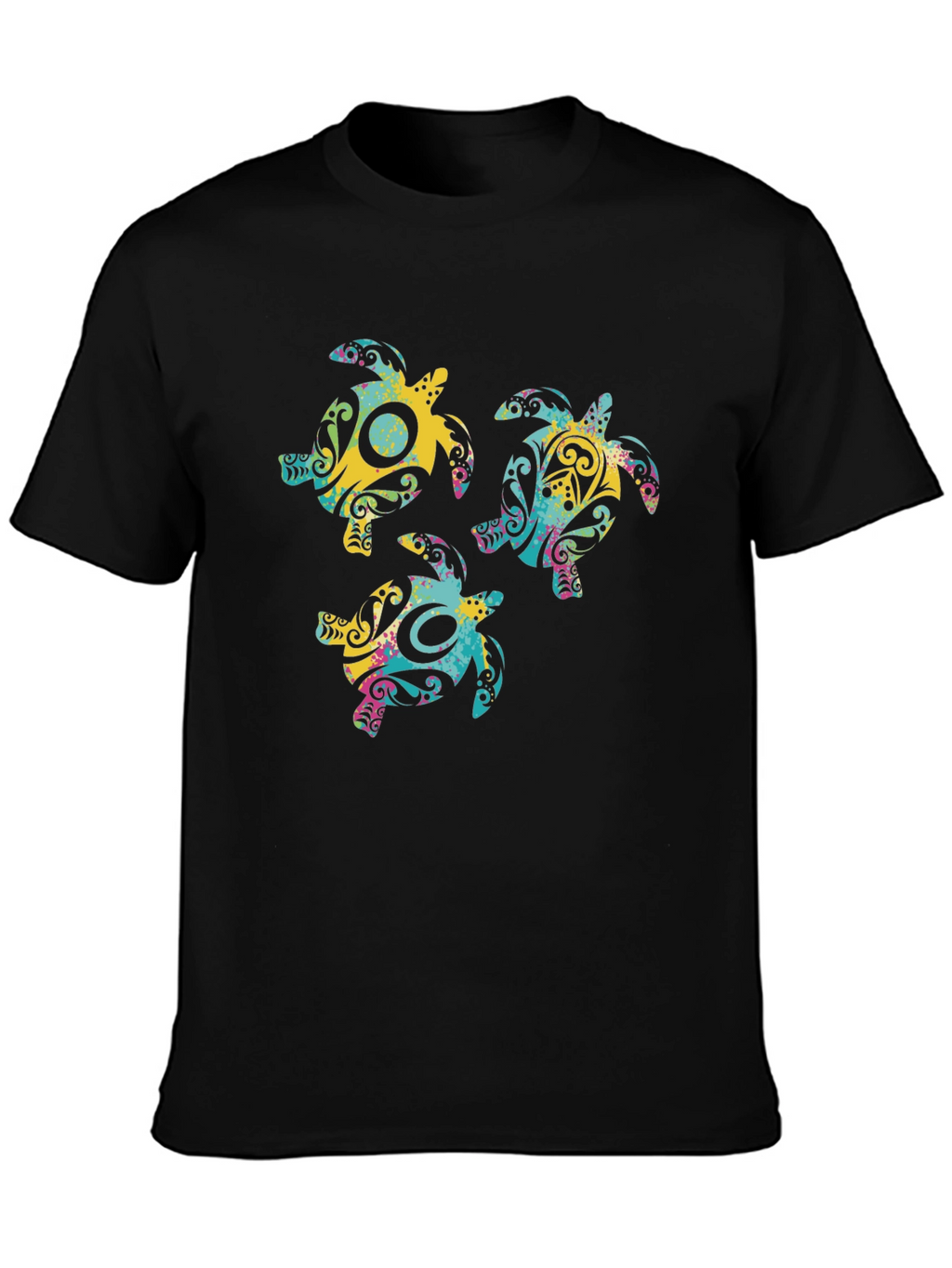 Turtle Design Black T-Shirt