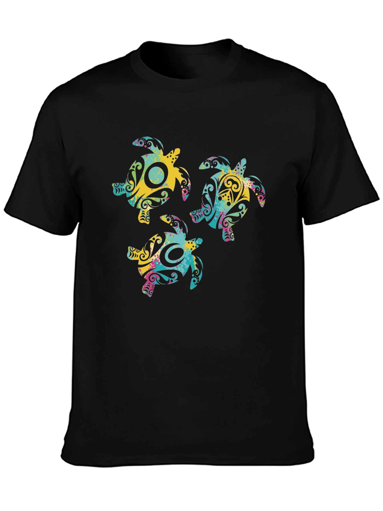 Turtle Design Black T-Shirt