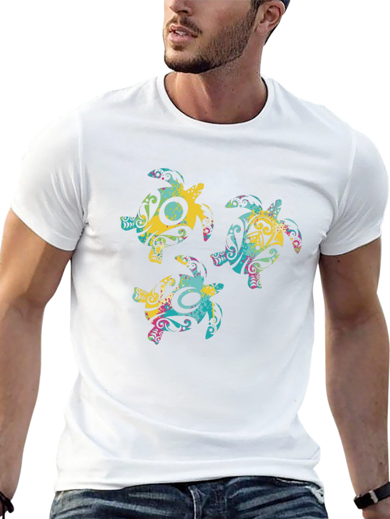 Turtle Design Black T-Shirt