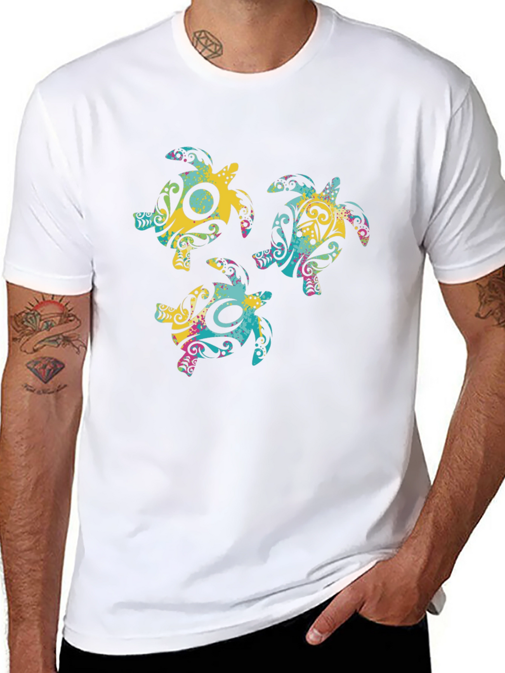Turtle Design Black T-Shirt