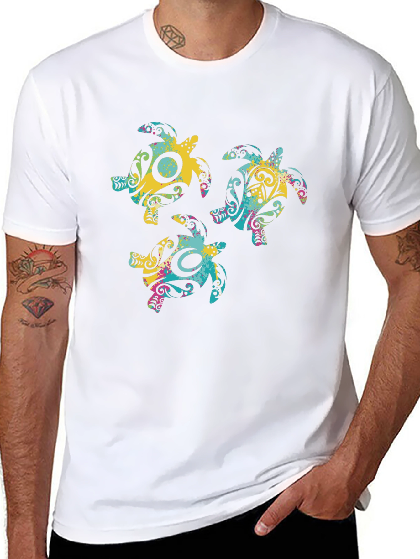 Turtle Design Black T-Shirt