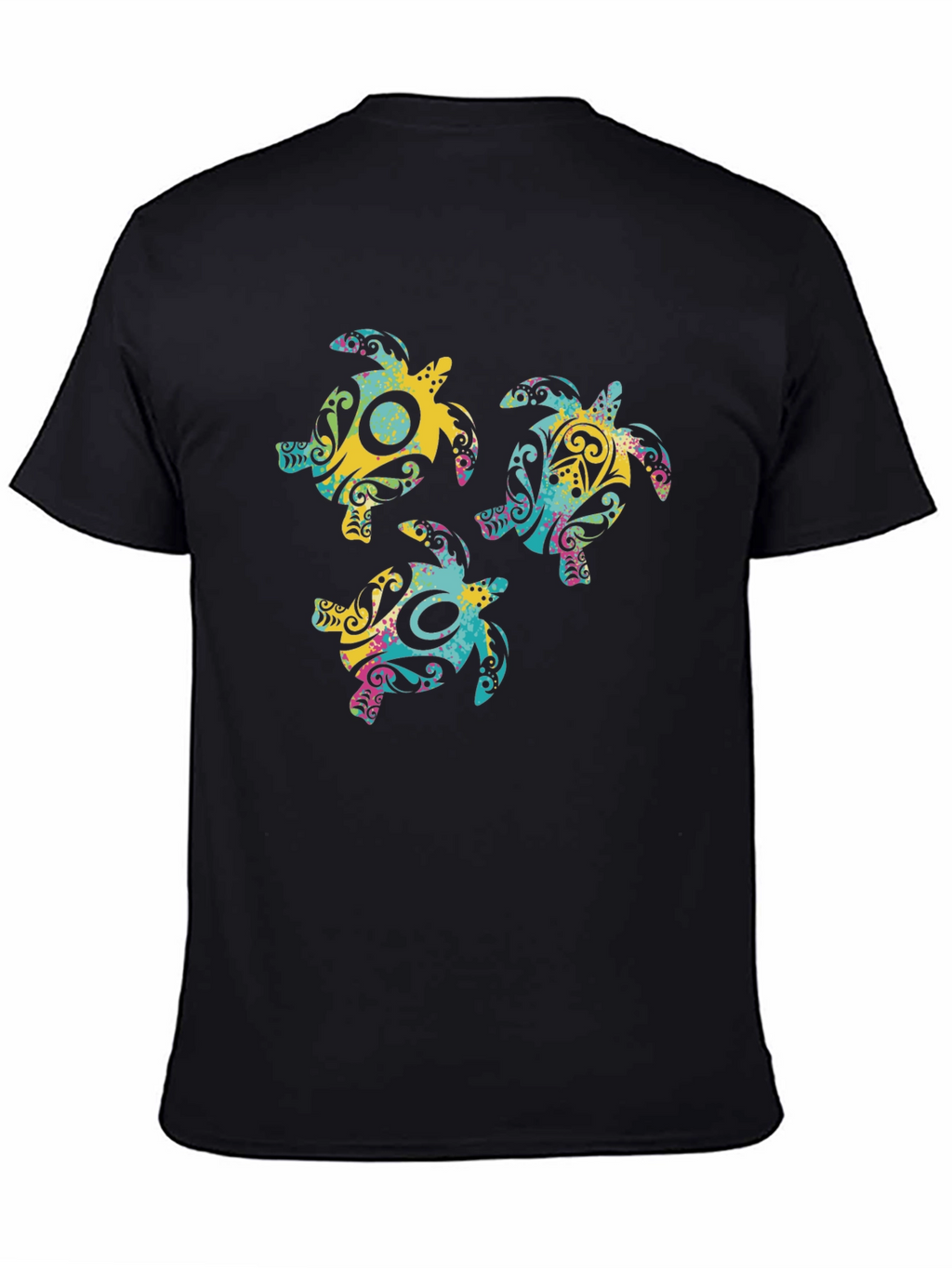 Turtle Design Black T-Shirt