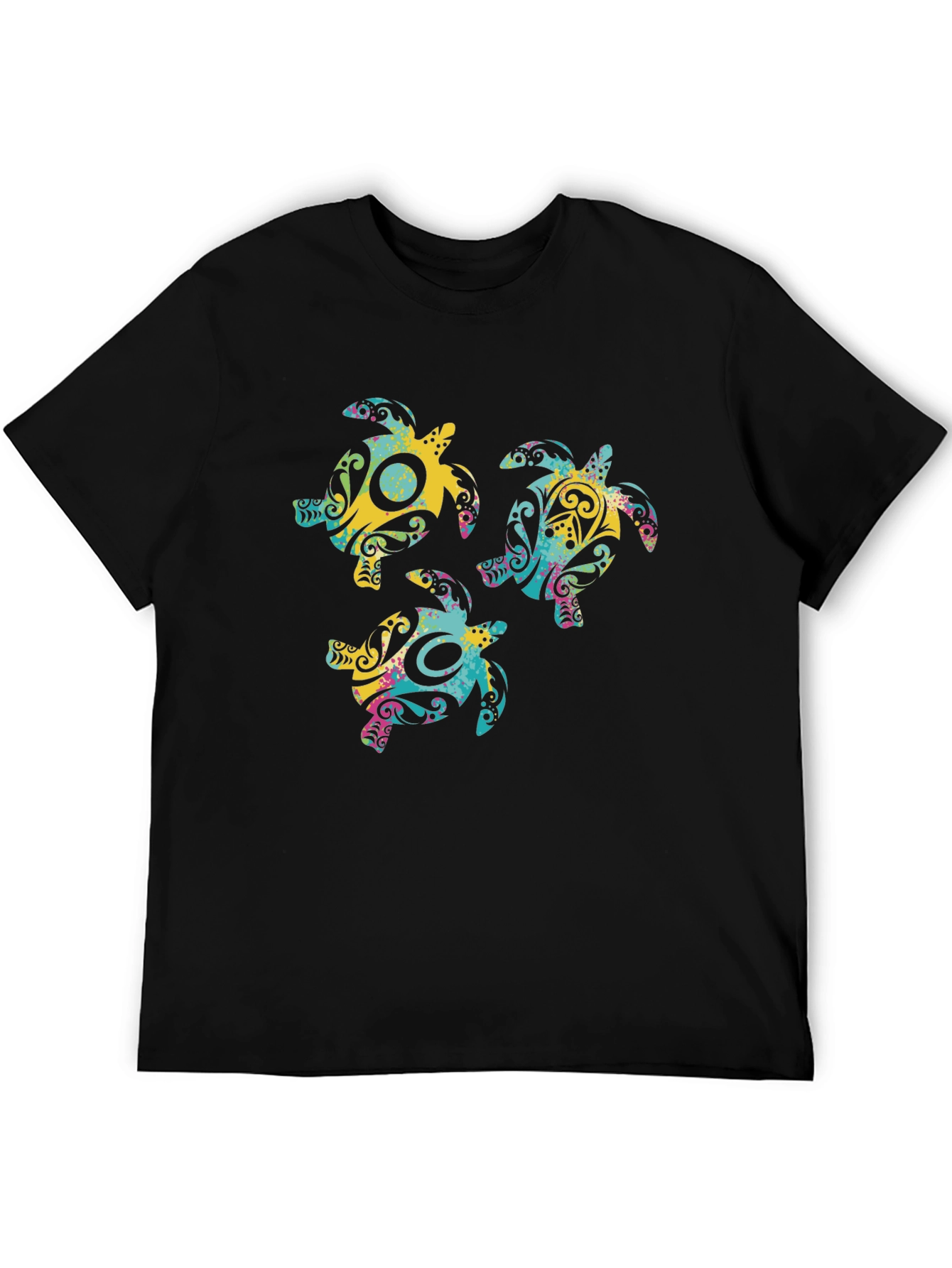 Turtle Design Black T-Shirt