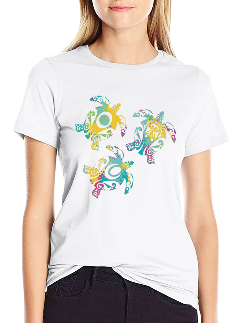 Turtle Design Black T-Shirt