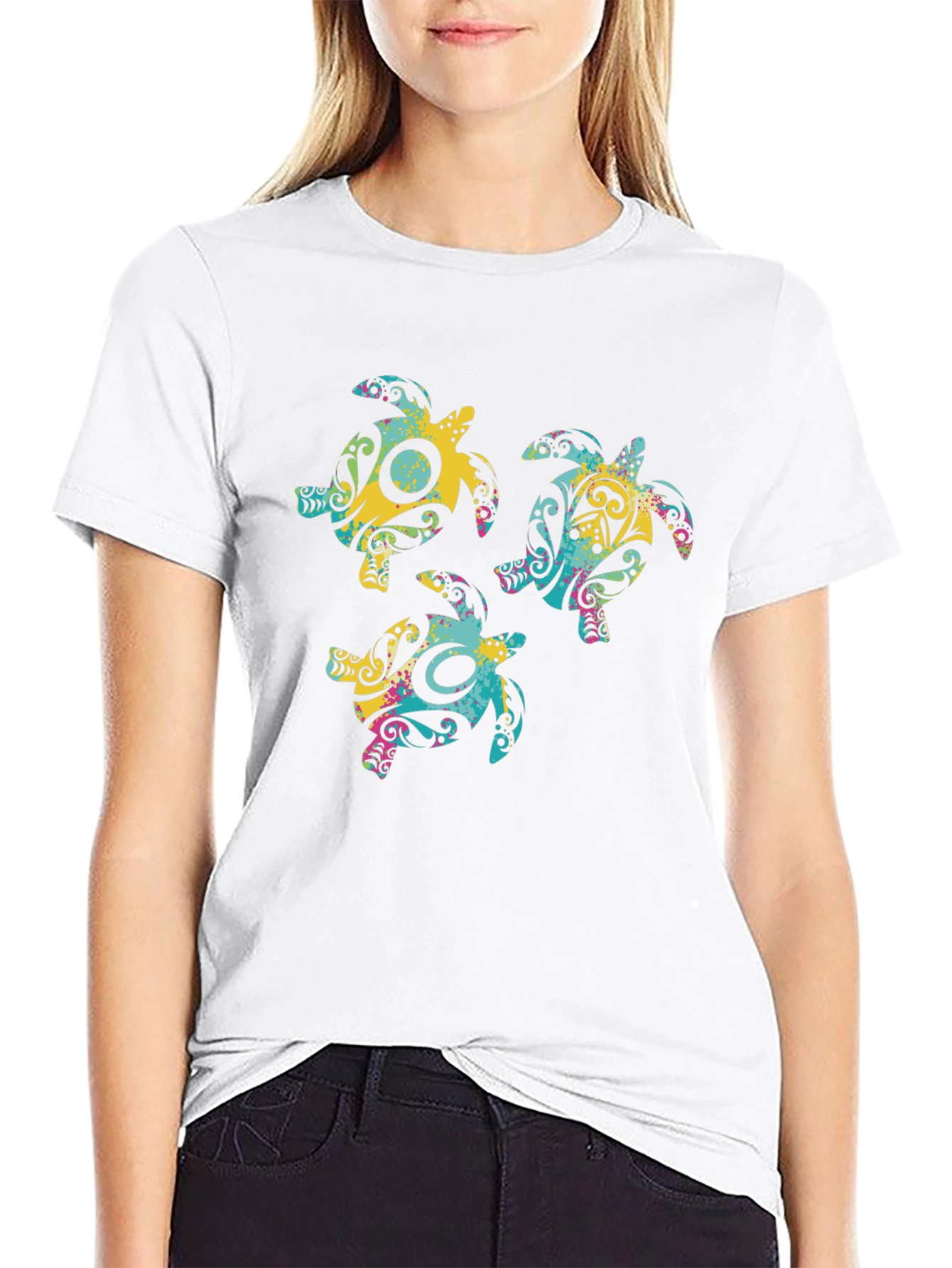 Turtle Design Black T-Shirt