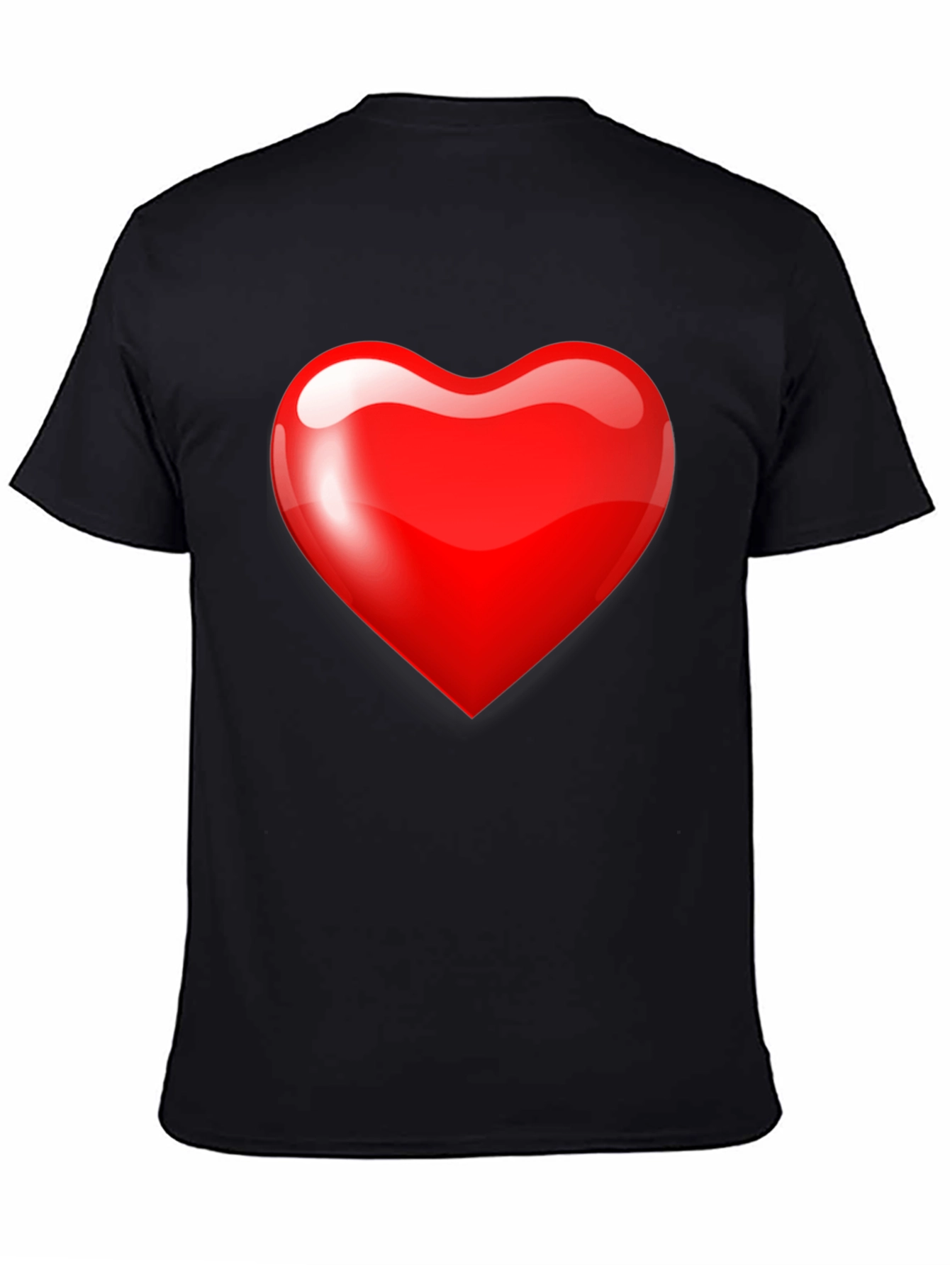 Mens Black T-Shirt with Bold Red Heart Graphic