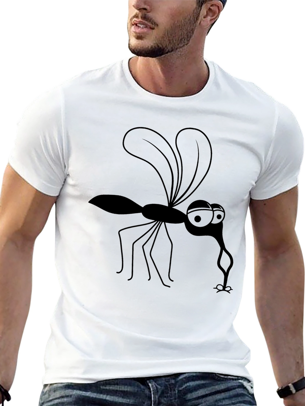 Cartoon Mosquito Graphic Tee - Black