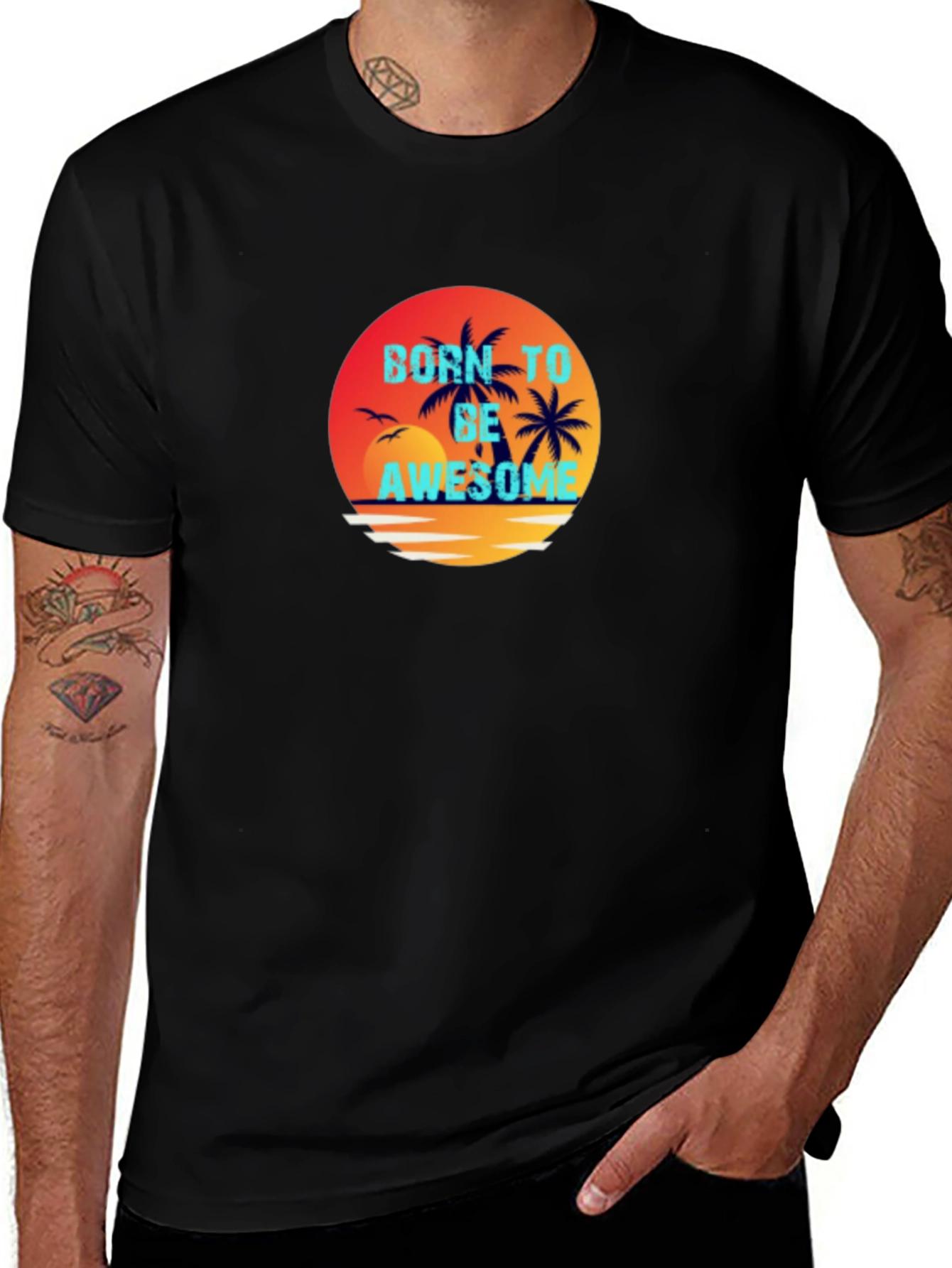 Born To Be Awesome Graphic Tee - Black