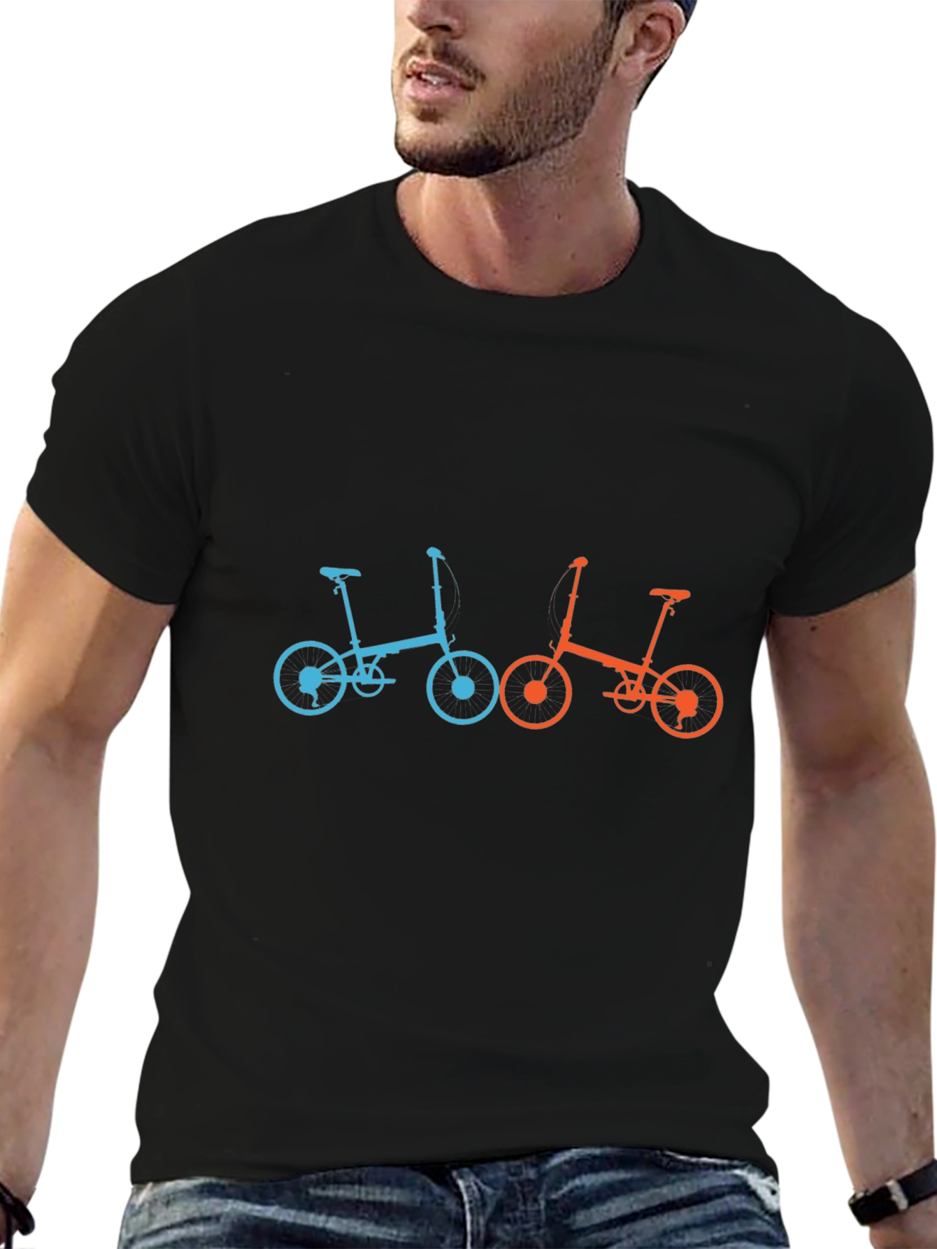 Stylish Bike Graphic Tee - Black Cotton Blend Shirt