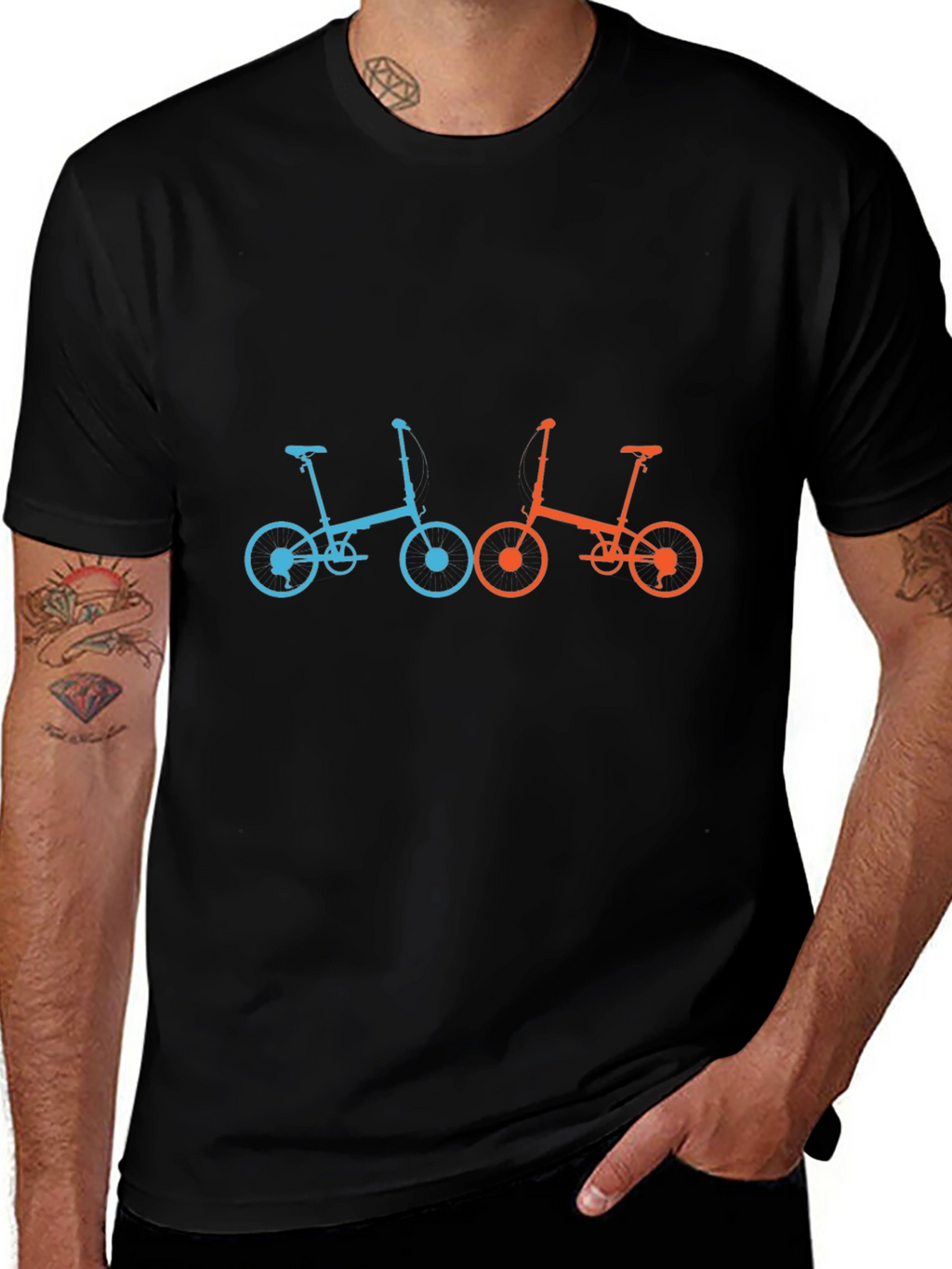 Stylish Bike Graphic Tee - Black Cotton Blend Shirt