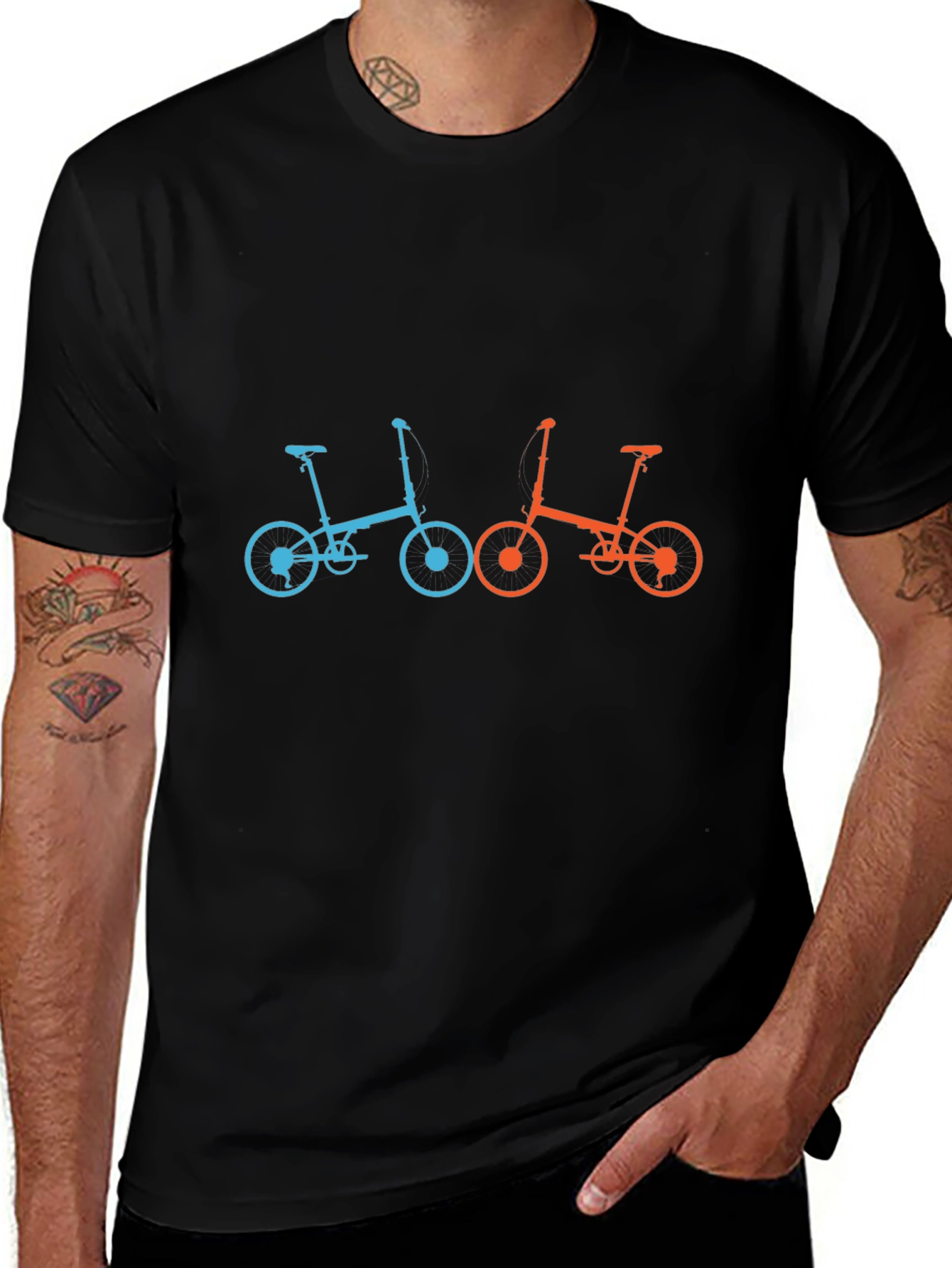 Stylish Bike Graphic Tee - Black Cotton Blend Shirt