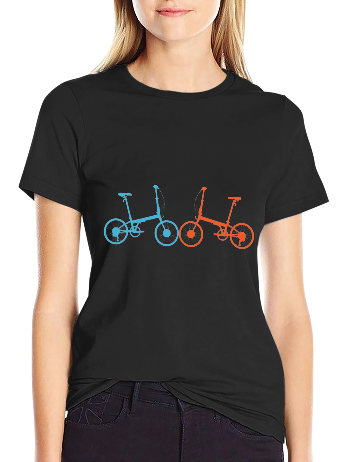 Stylish Bike Graphic Tee - Black Cotton Blend Shirt