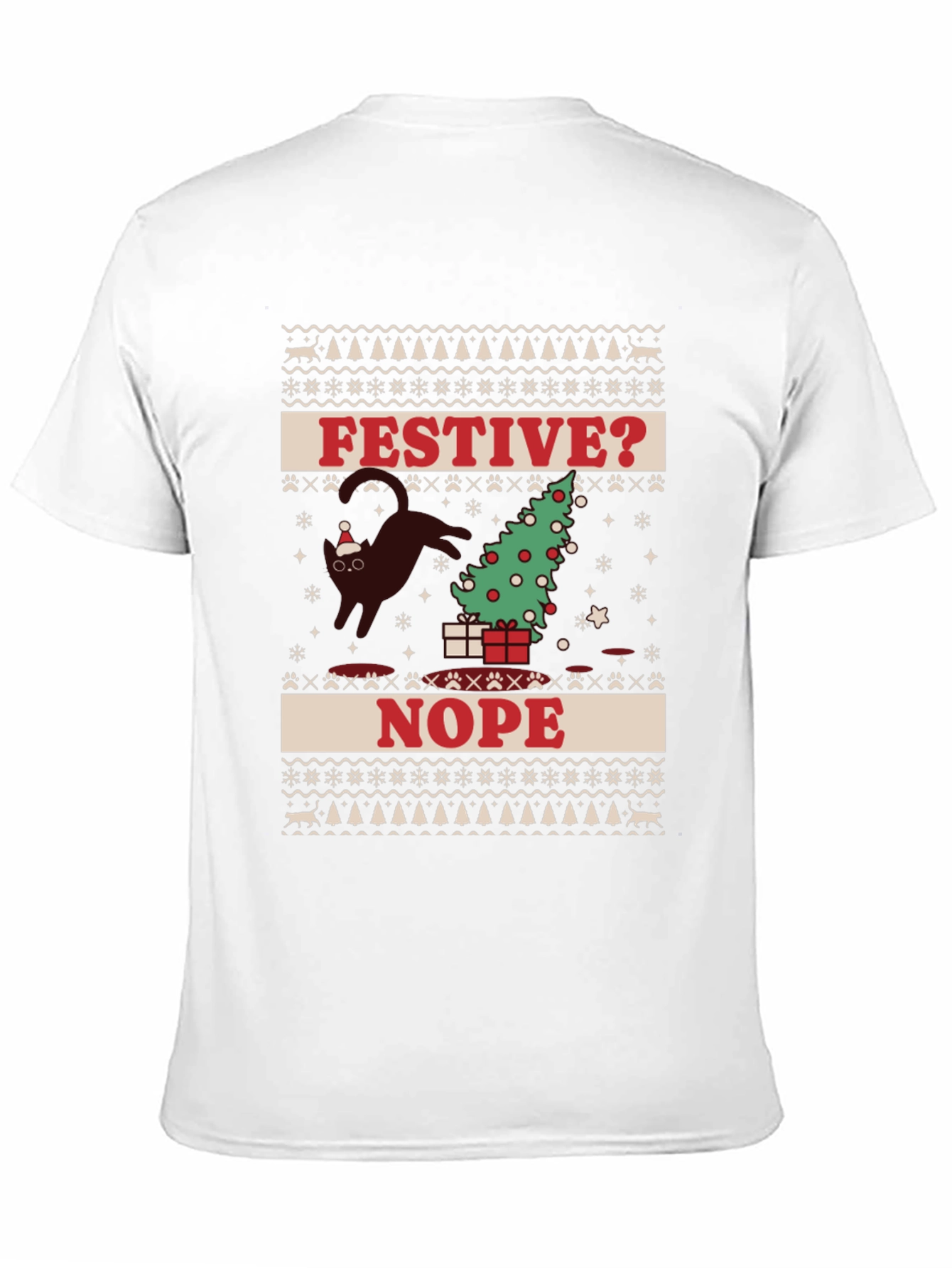 Festive? Nope T-Shirt - Cat Christmas Humor Tee