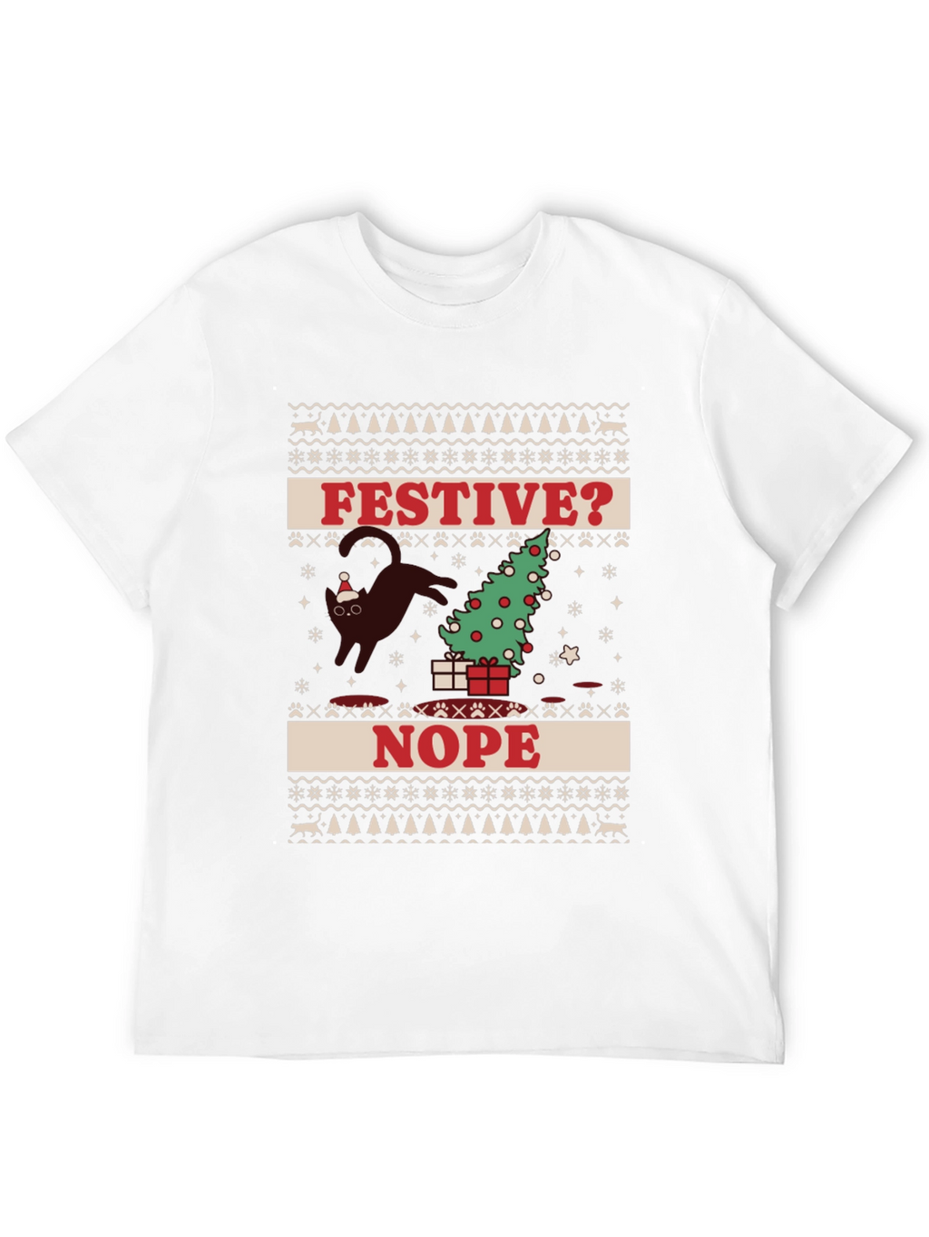 Festive? Nope T-Shirt - Cat Christmas Humor Tee