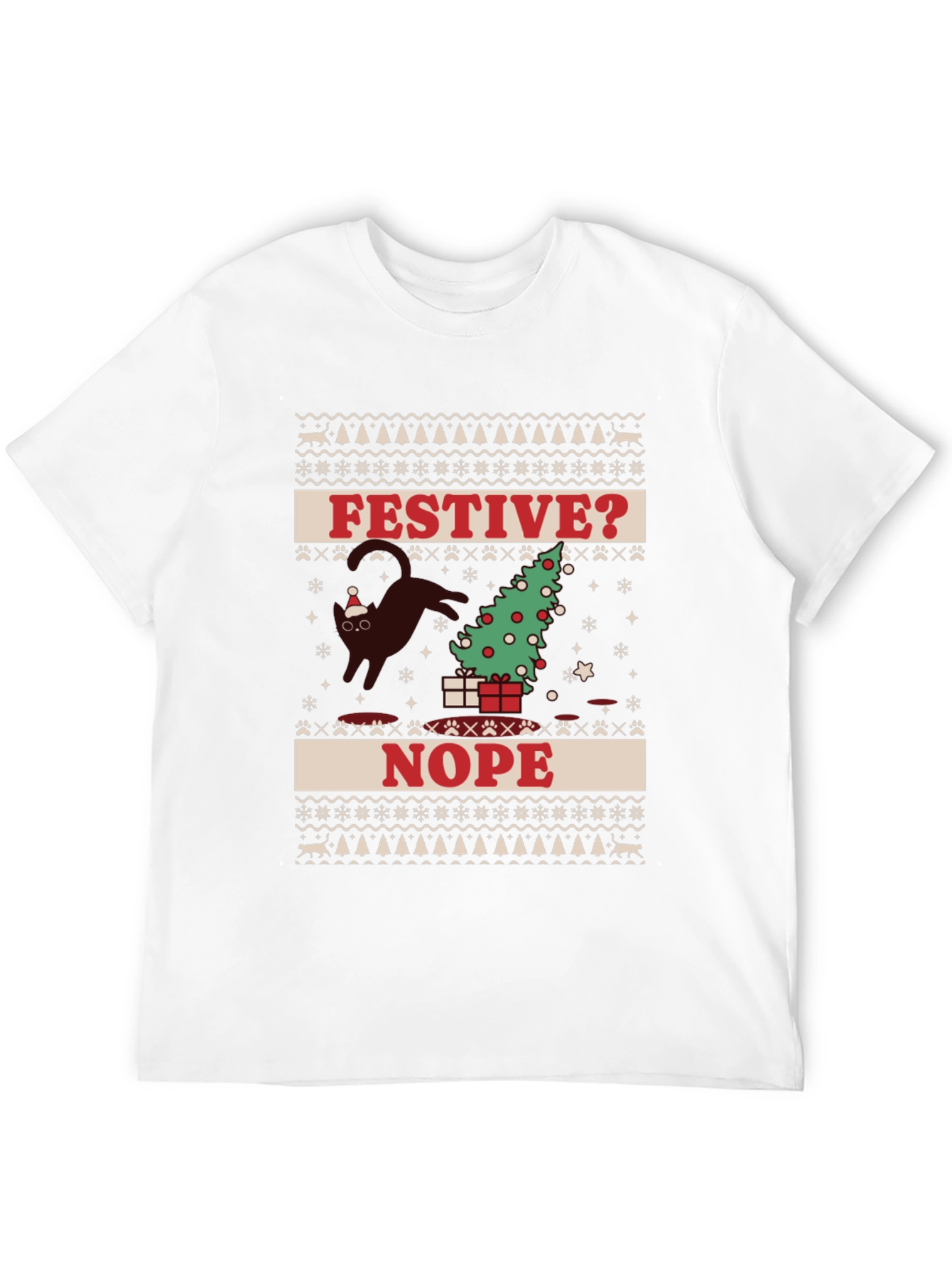 Festive? Nope T-Shirt - Cat Christmas Humor Tee