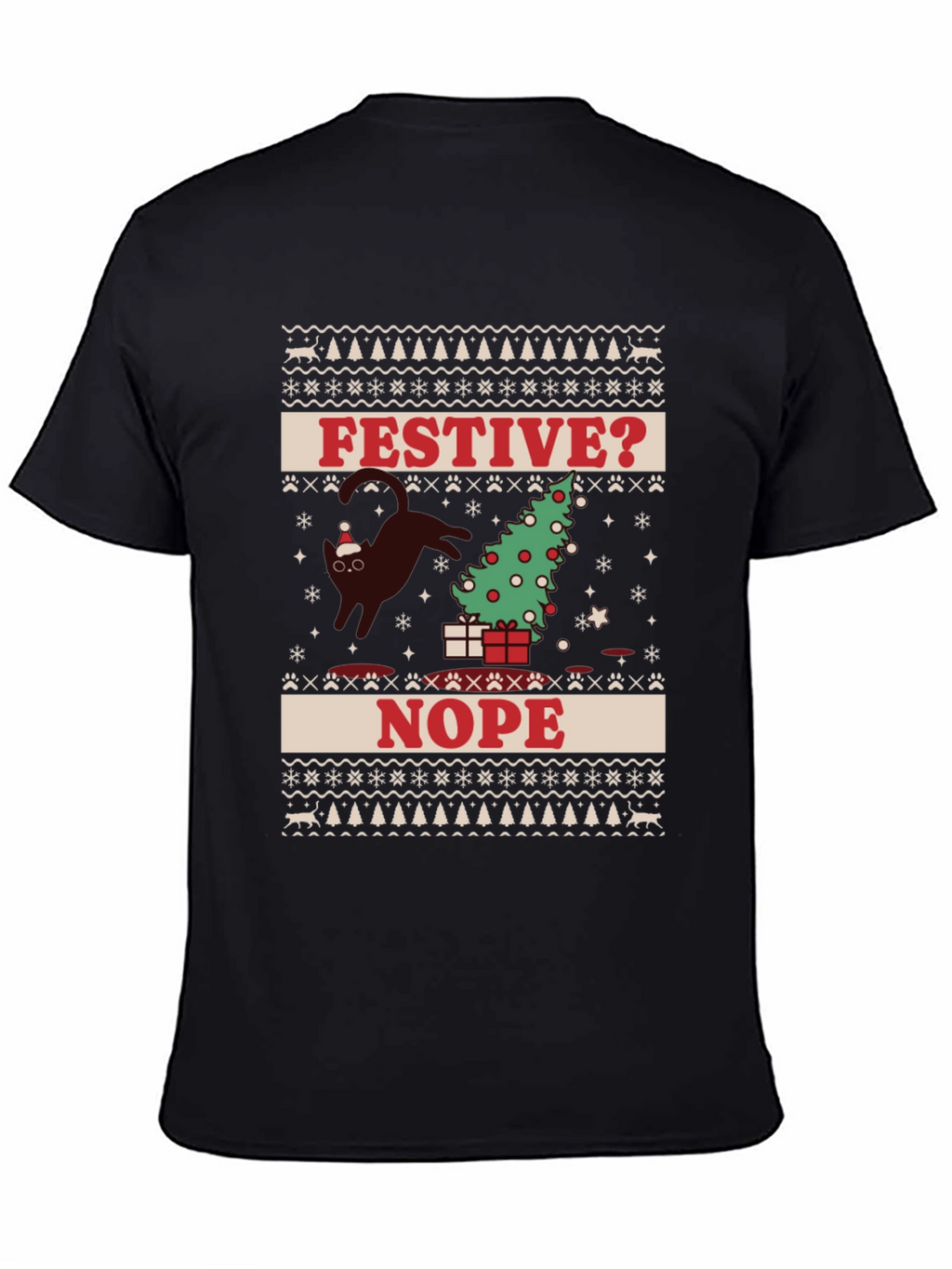 Festive? Nope T-Shirt - Cat Christmas Humor Tee