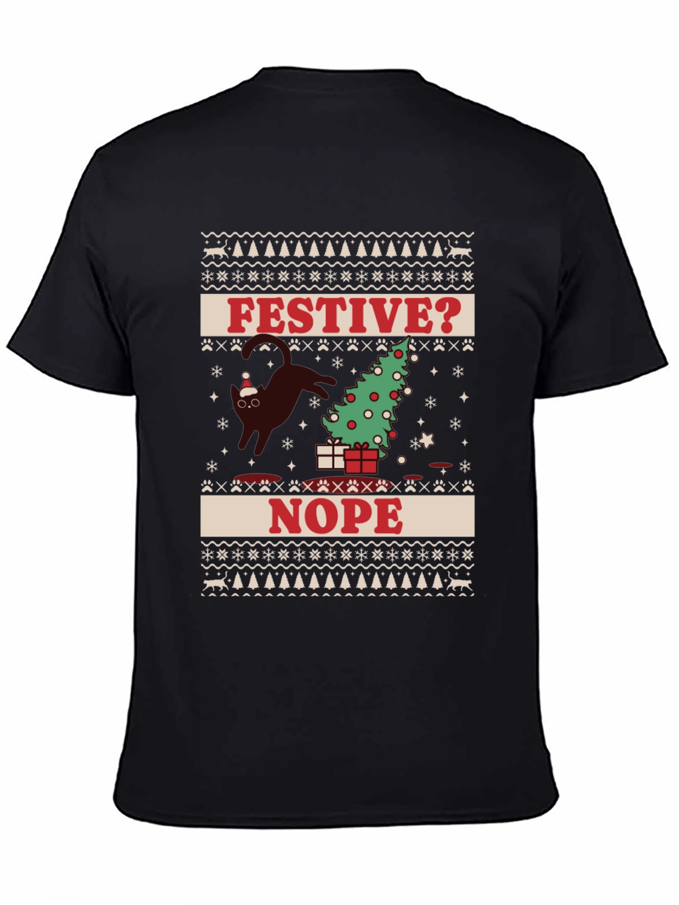 Festive? Nope T-Shirt - Cat Christmas Humor Tee