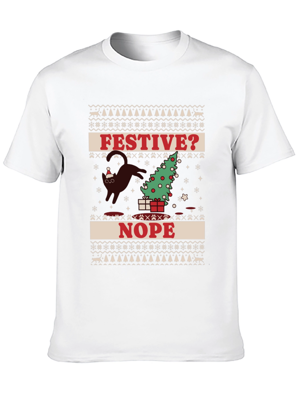 Festive? Nope T-Shirt - Cat Christmas Humor Tee