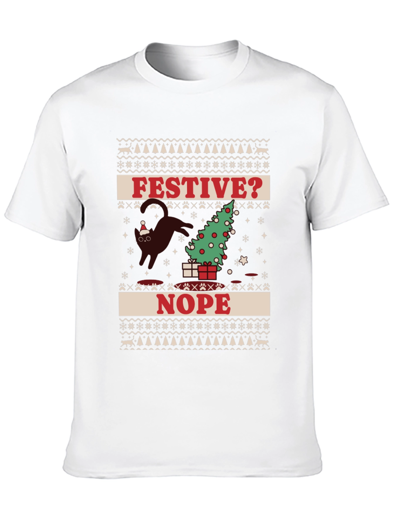 Festive? Nope T-Shirt - Cat Christmas Humor Tee