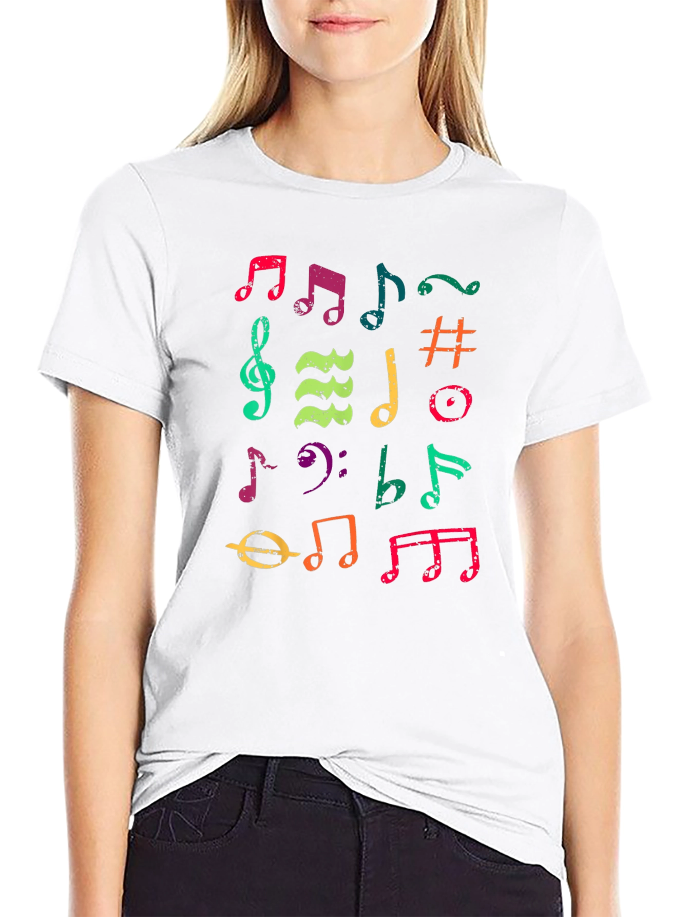 Colorful Music Note Graphic T-Shirt