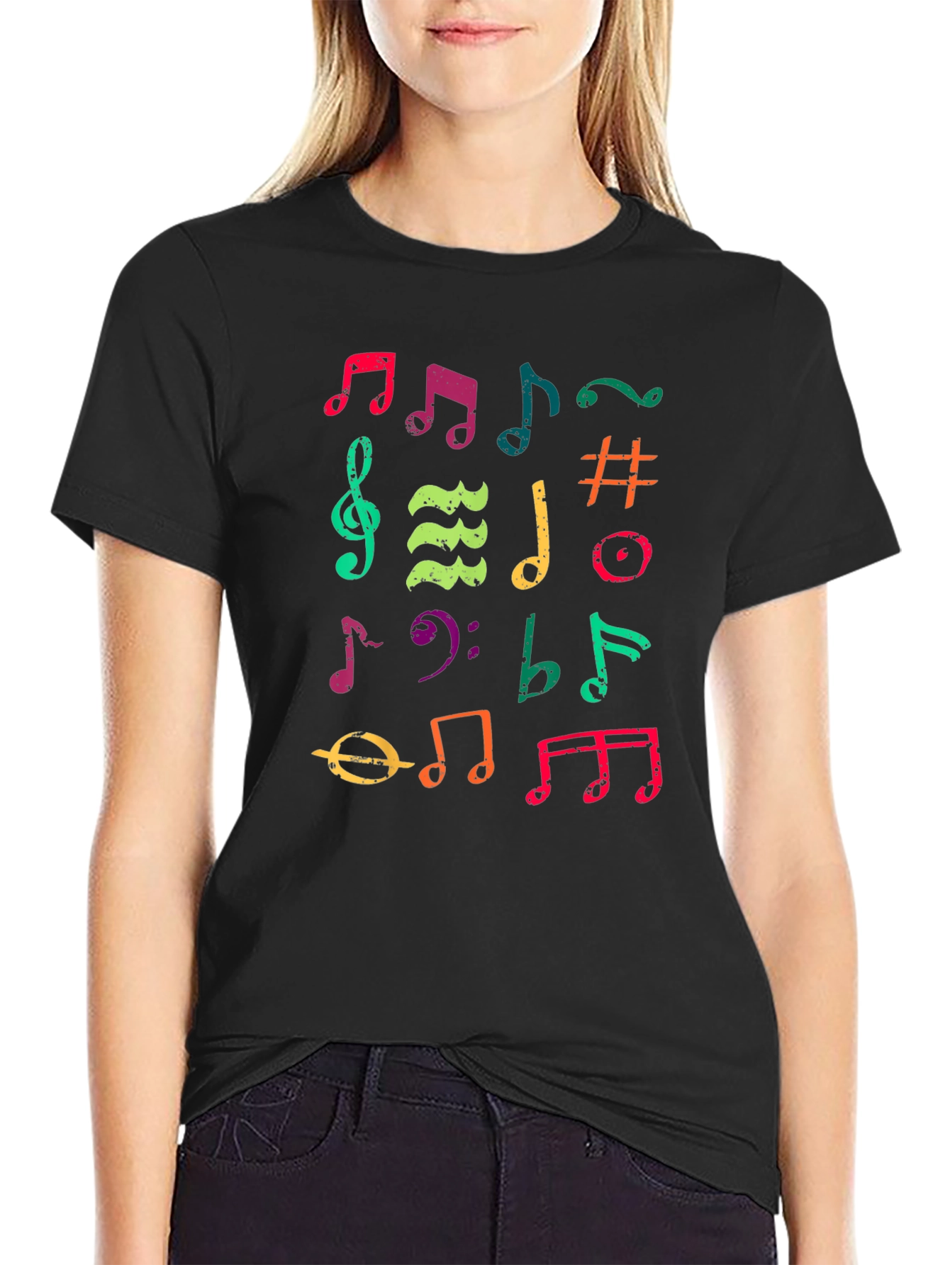 Colorful Music Note Graphic T-Shirt