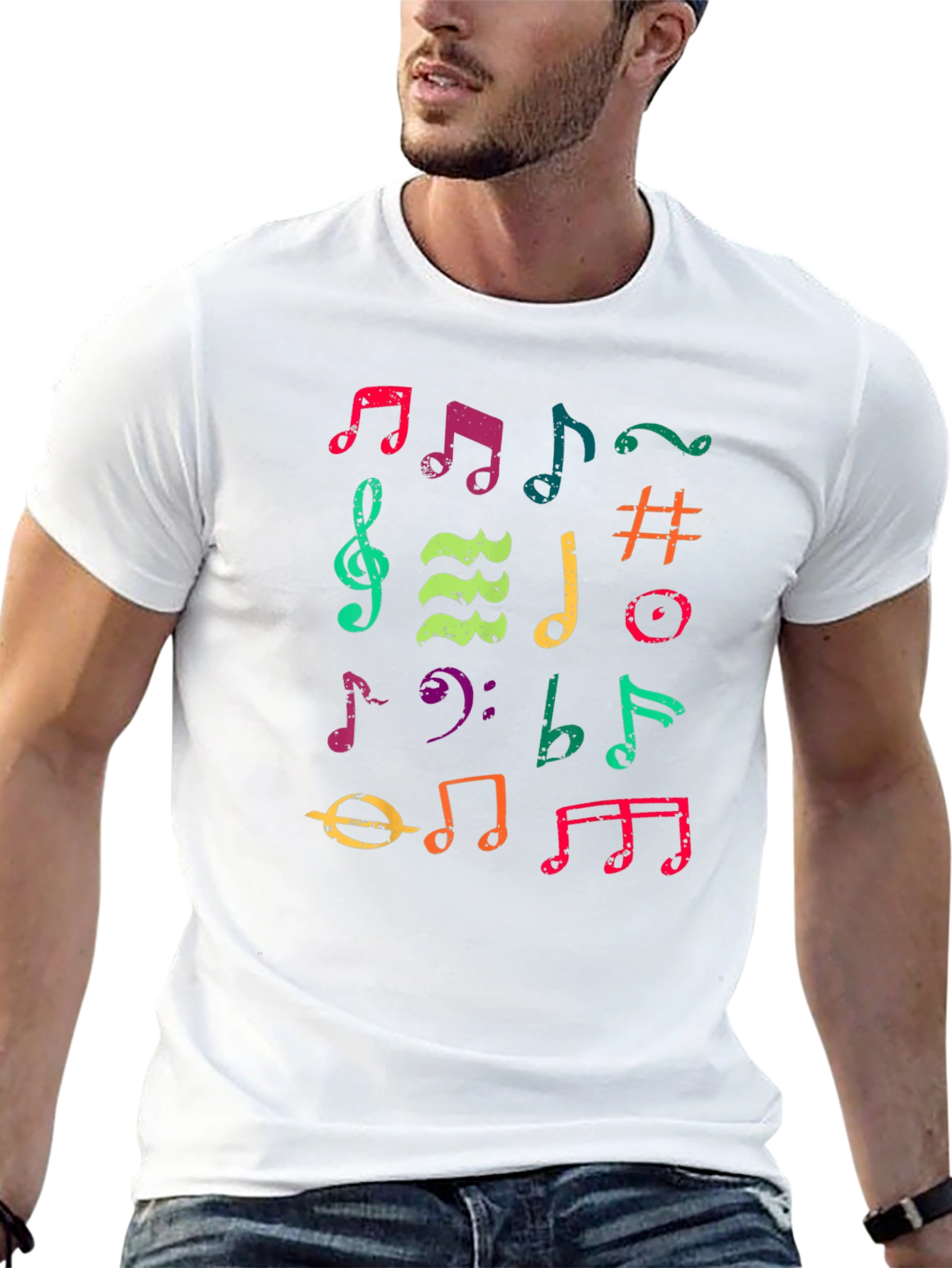 Colorful Music Note Graphic T-Shirt