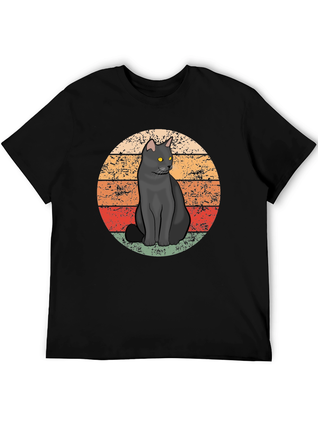 Retro Black Cat T-Shirt - Vintage Style Graphic Tee
