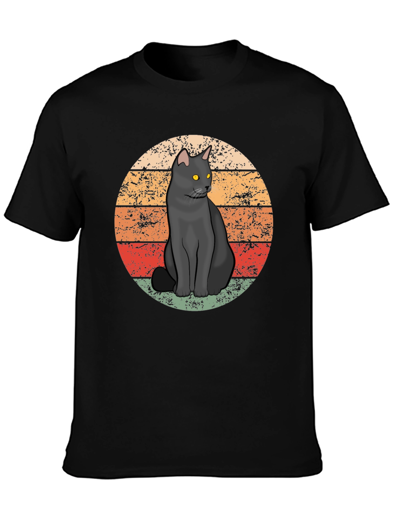 Retro Black Cat T-Shirt - Vintage Style Graphic Tee