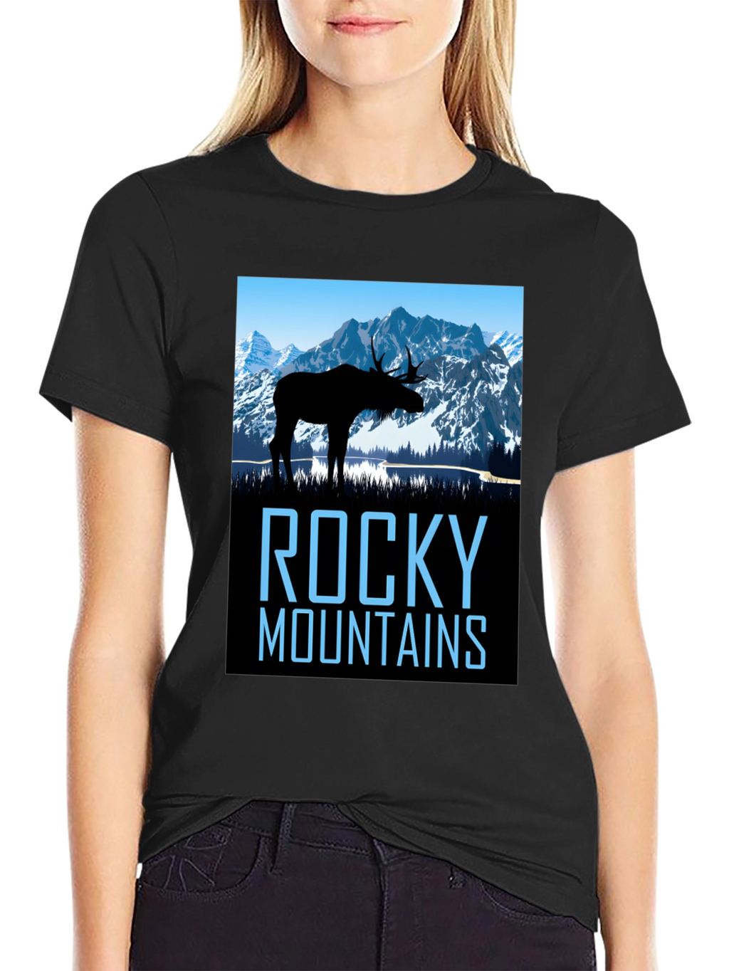 Rocky Mountains Moose Graphic T-Shirt
