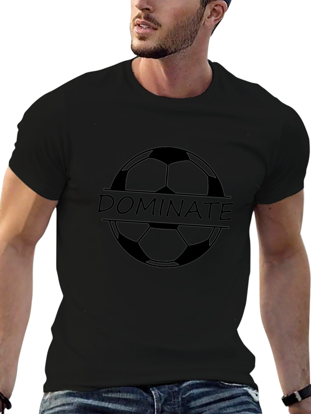 Dominate Soccer T-Shirt - Black Graphic Tee