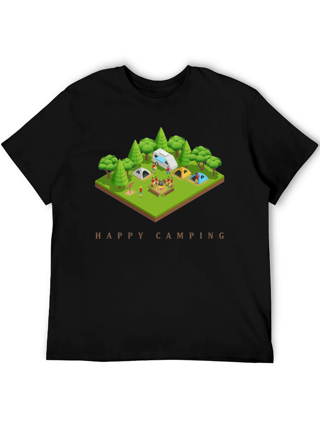Happy Camping Black T-Shirt