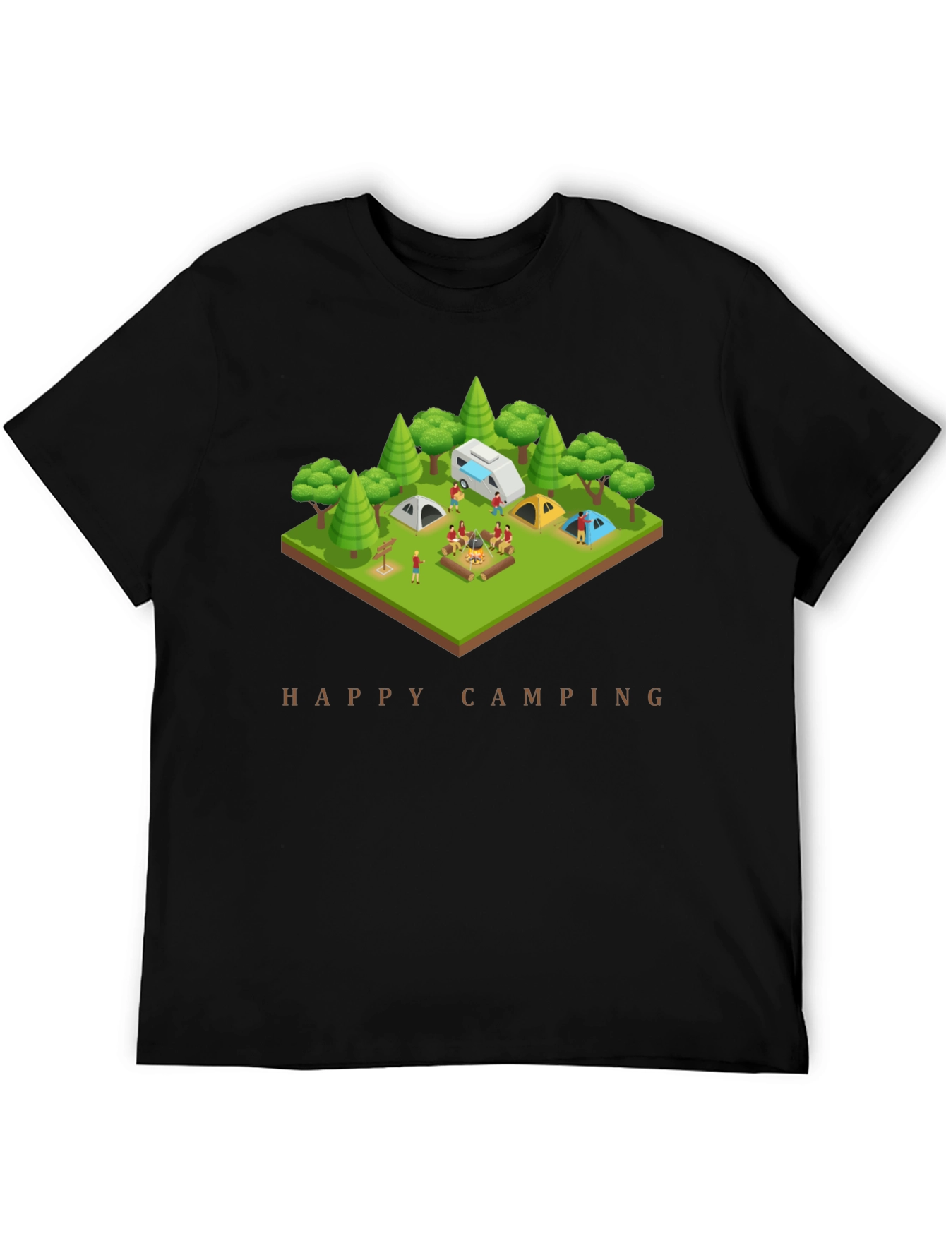 Happy Camping Black T-Shirt