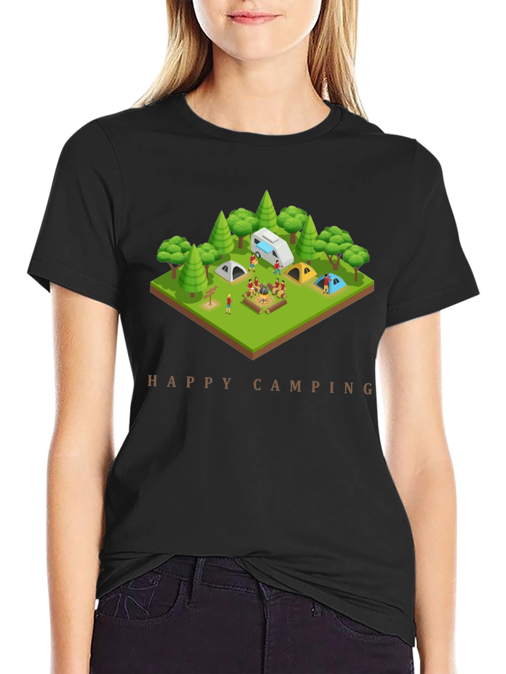 Happy Camping Black T-Shirt