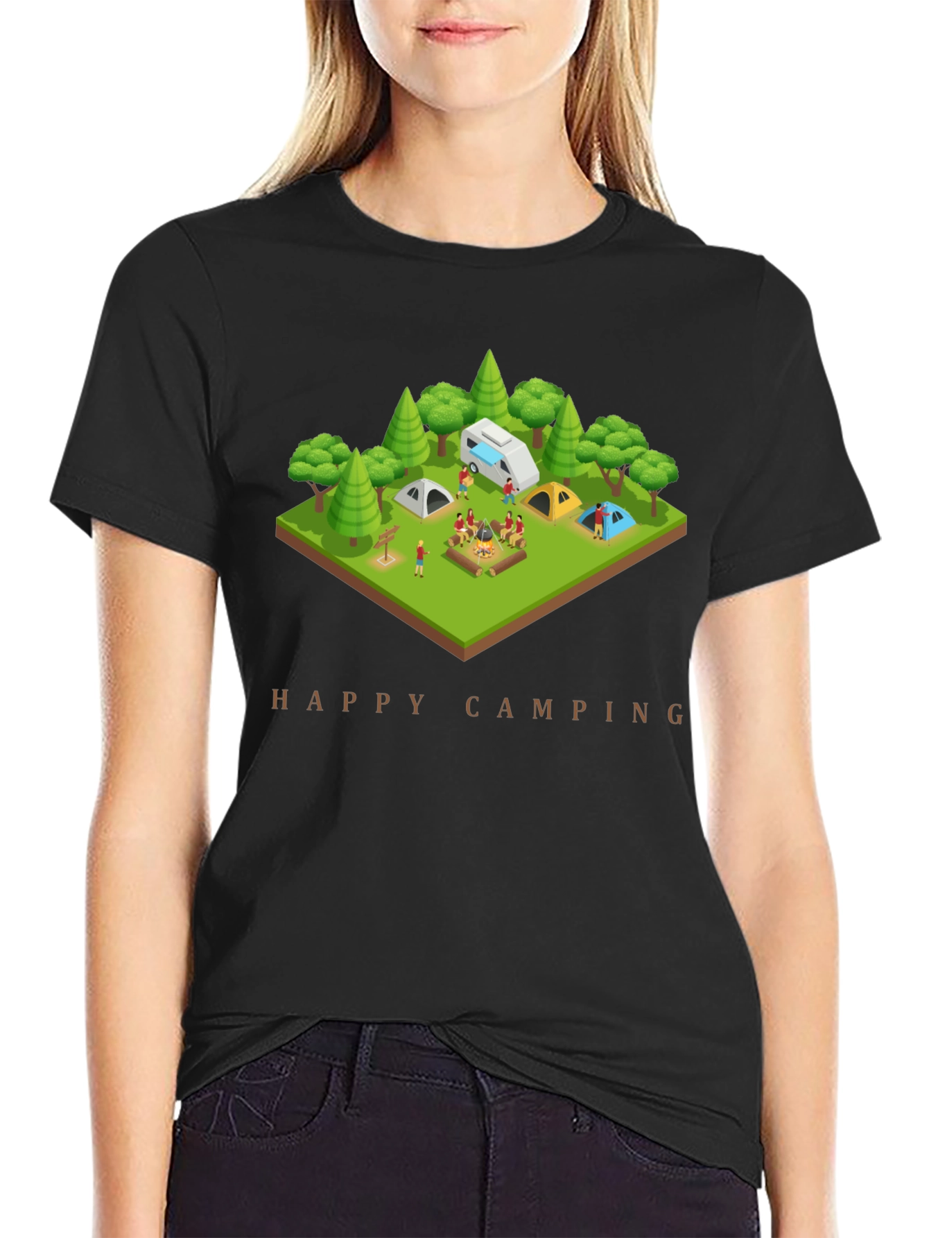 Happy Camping Black T-Shirt