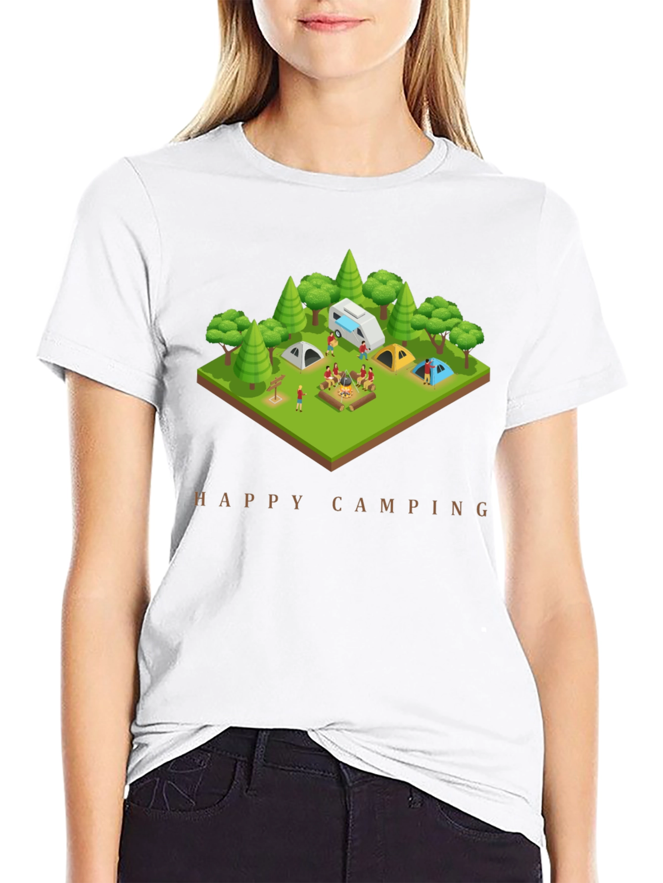 Happy Camping Black T-Shirt