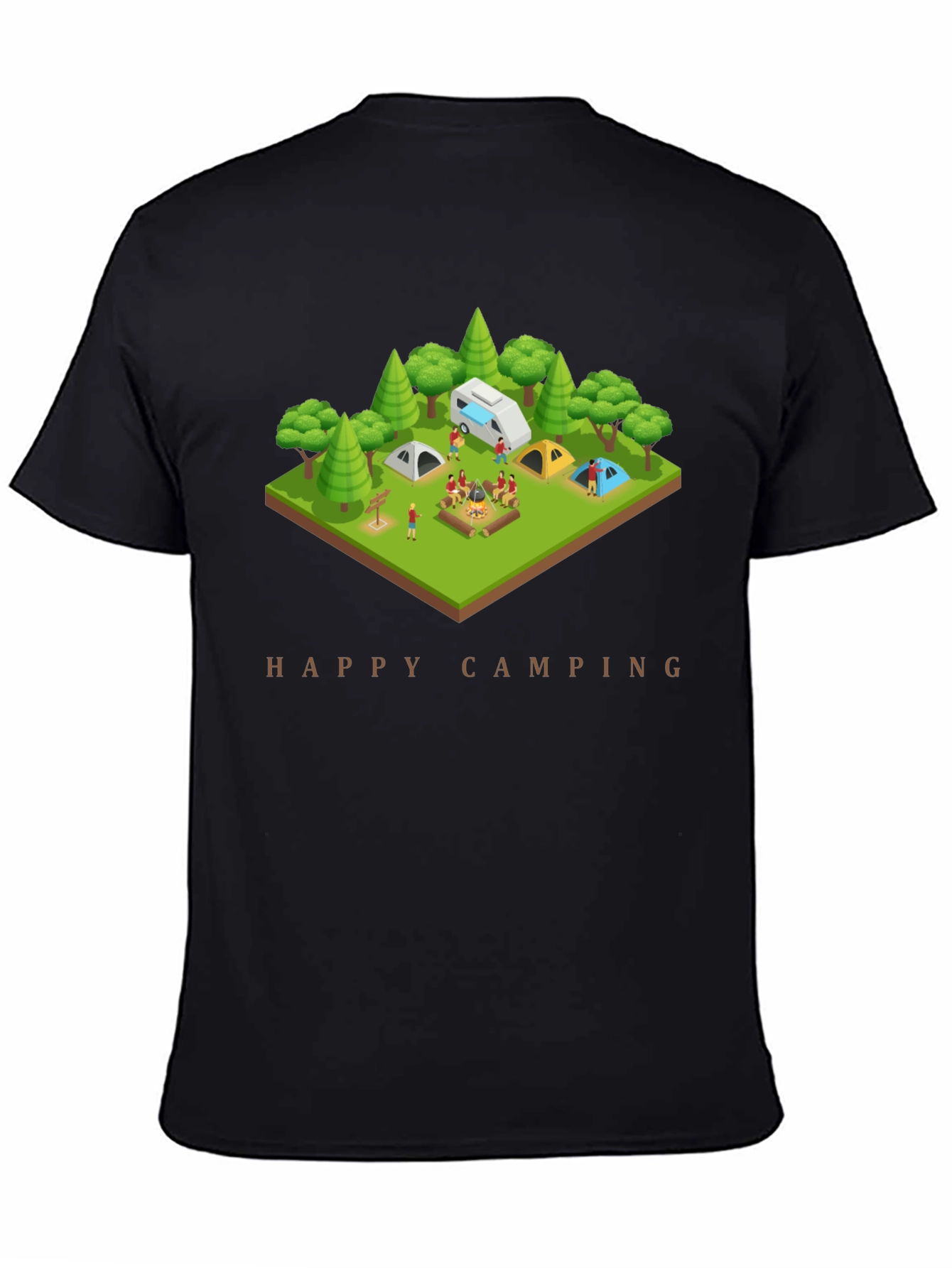 Happy Camping Black T-Shirt