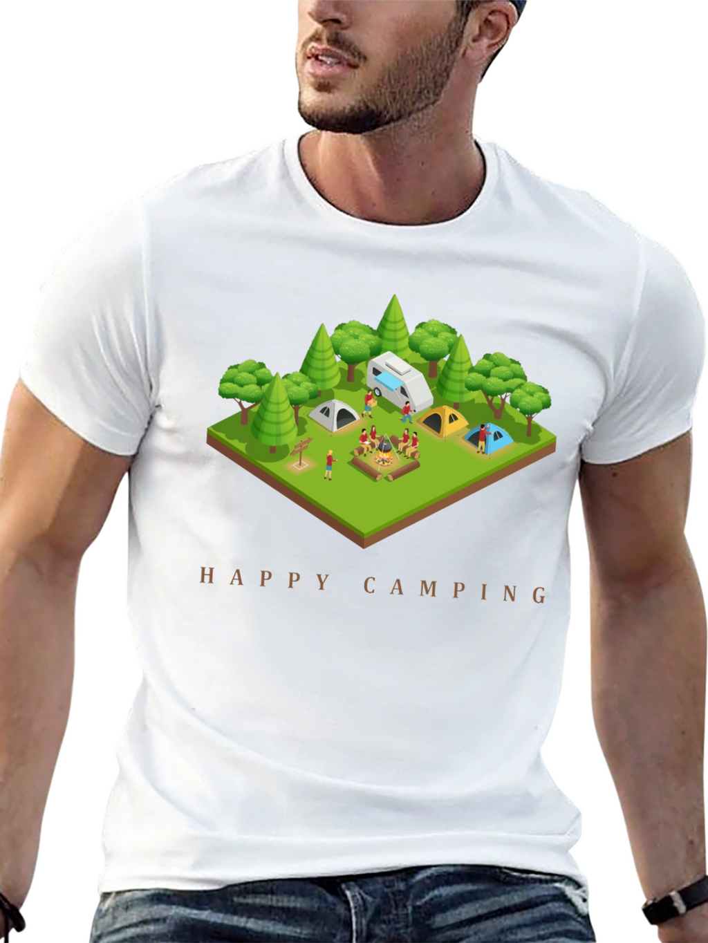 Happy Camping Black T-Shirt