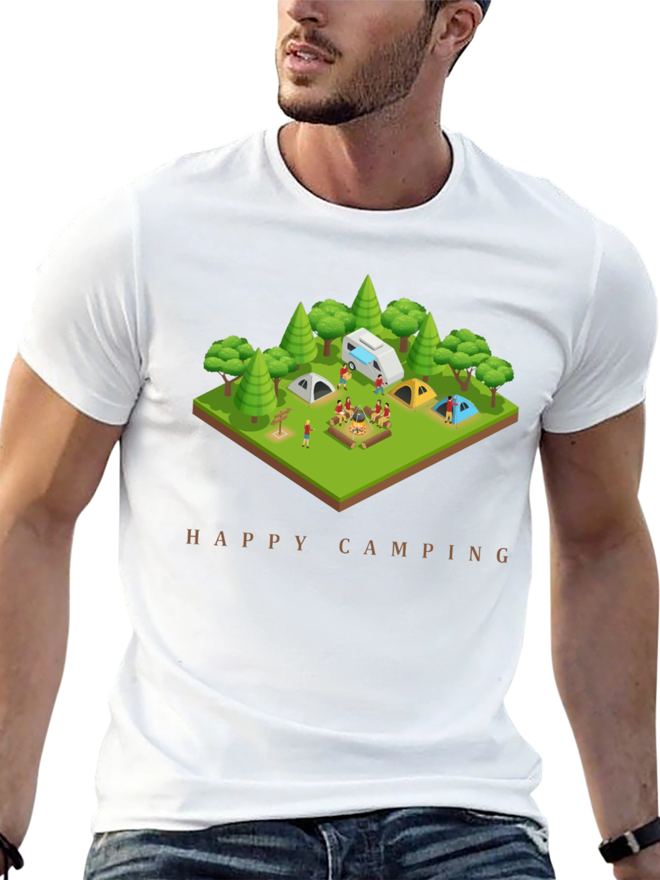 Happy Camping Black T-Shirt